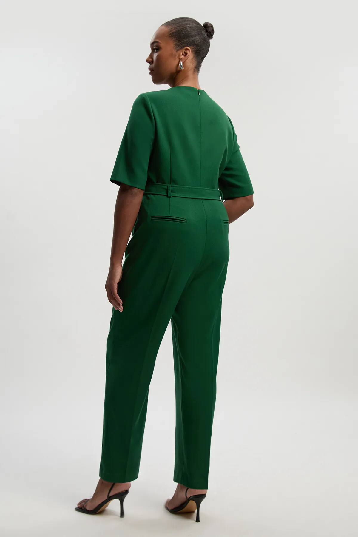 Plus Size Structured Crepe Forever Notch Neck Belted Tailored Jumpsuit BKK27188 4 Plus Size Structured Crepe Forever Notch Neck Belted Tailored Jumpsuit BKK27188