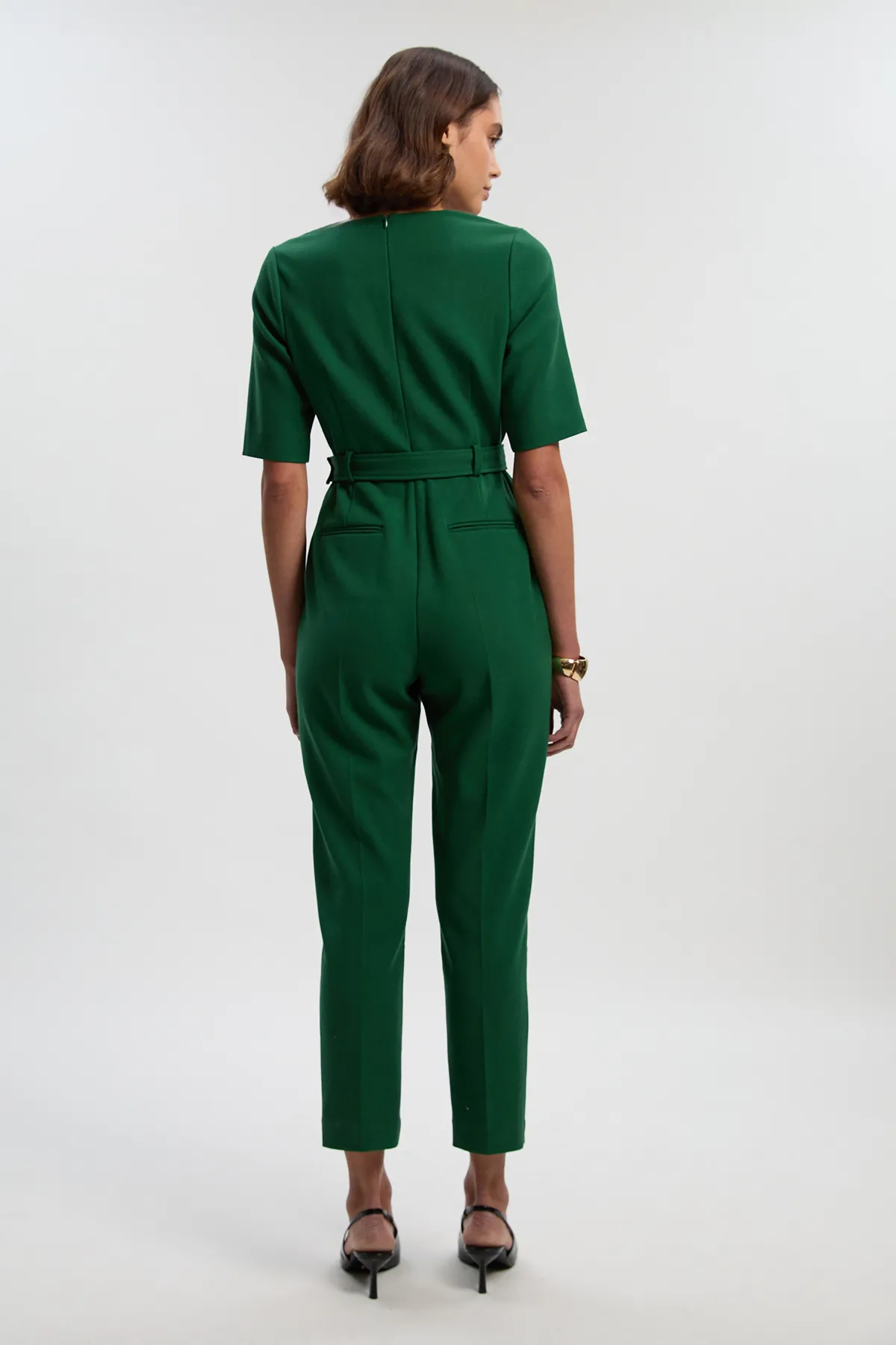 Petite Structured Crepe Forever Notch Neck Belted Tailored Jumpsuit BKK27187 4 Petite Structured Crepe Forever Notch Neck Belted Tailored Jumpsuit BKK27187