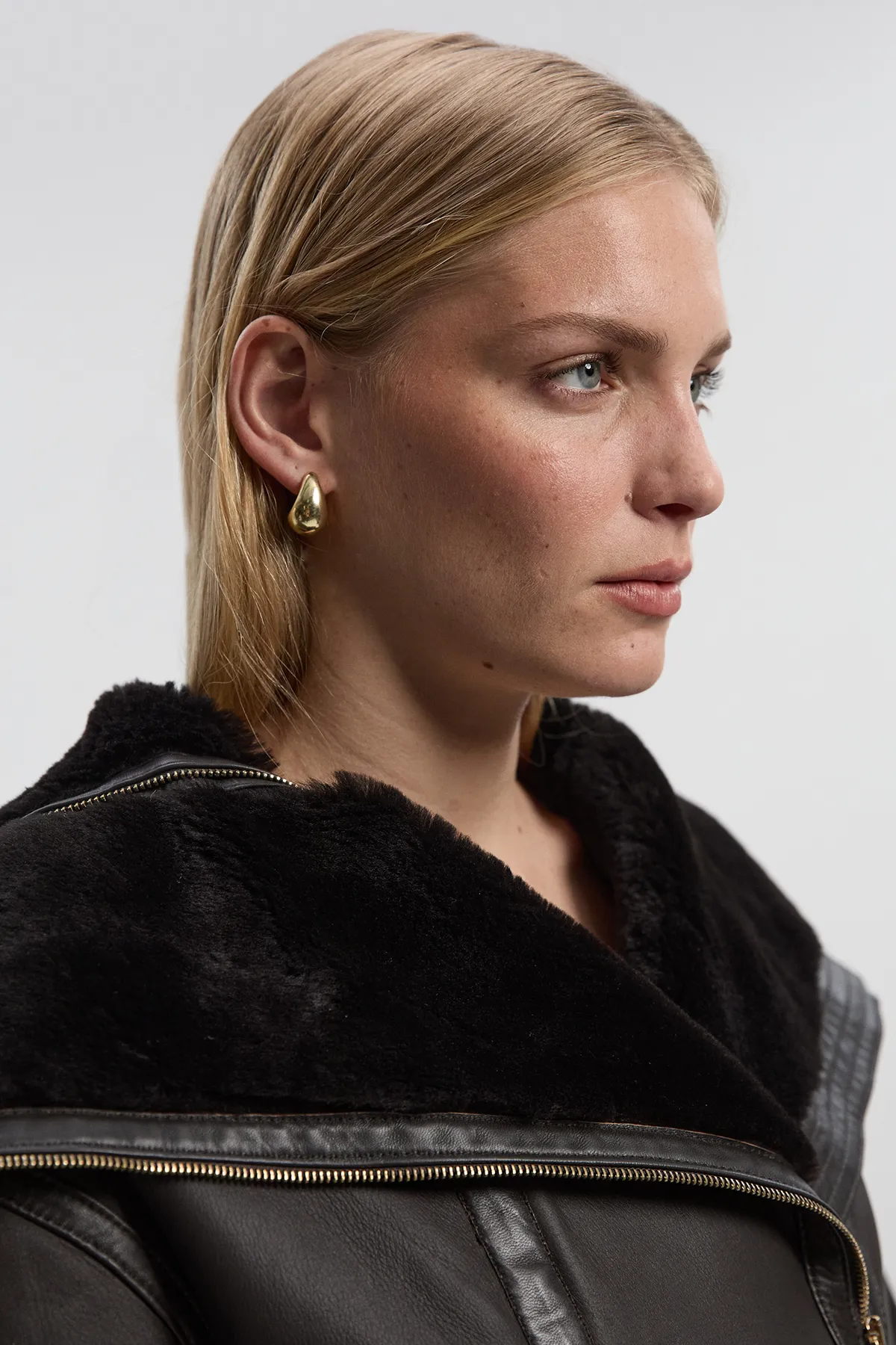 Reversible Shearling & Leather High Collar Maxi Coat BKK27235 3 Reversible Shearling & Leather High Collar Maxi Coat BKK27235