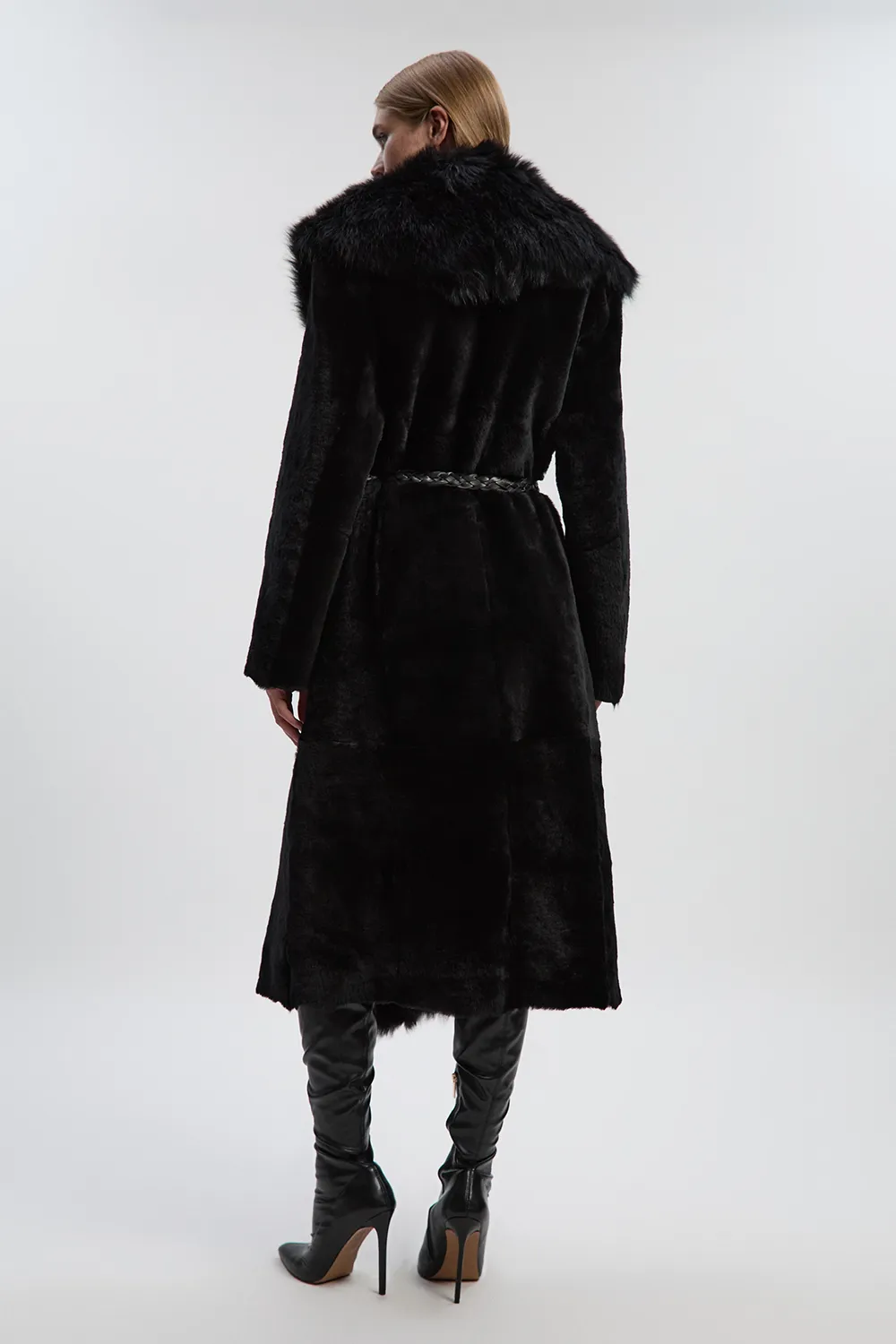 Reversible Shearling & Leather Belted Maxi Coat BKK27236 4 Reversible Shearling & Leather Belted Maxi Coat BKK27236