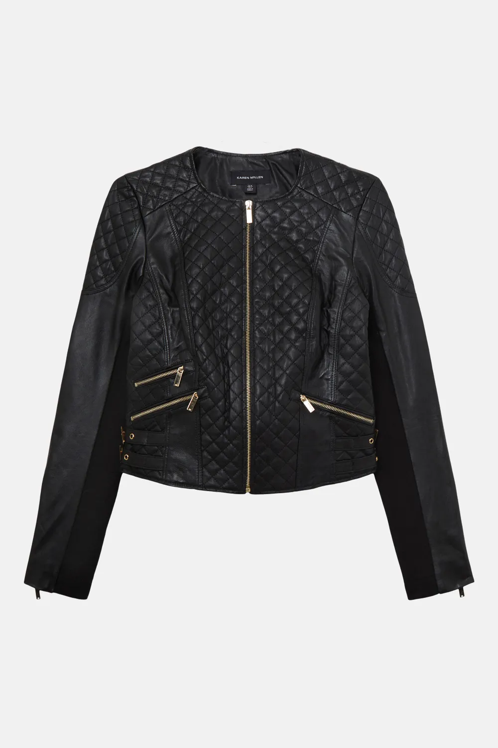 Leather Quilted Biker Jacket BKK27261 4 Leather Quilted Biker Jacket BKK27261