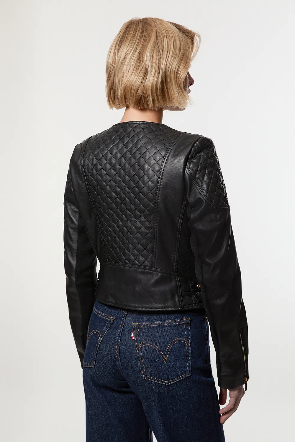 Leather Quilted Biker Jacket BKK27261 5 Leather Quilted Biker Jacket BKK27261