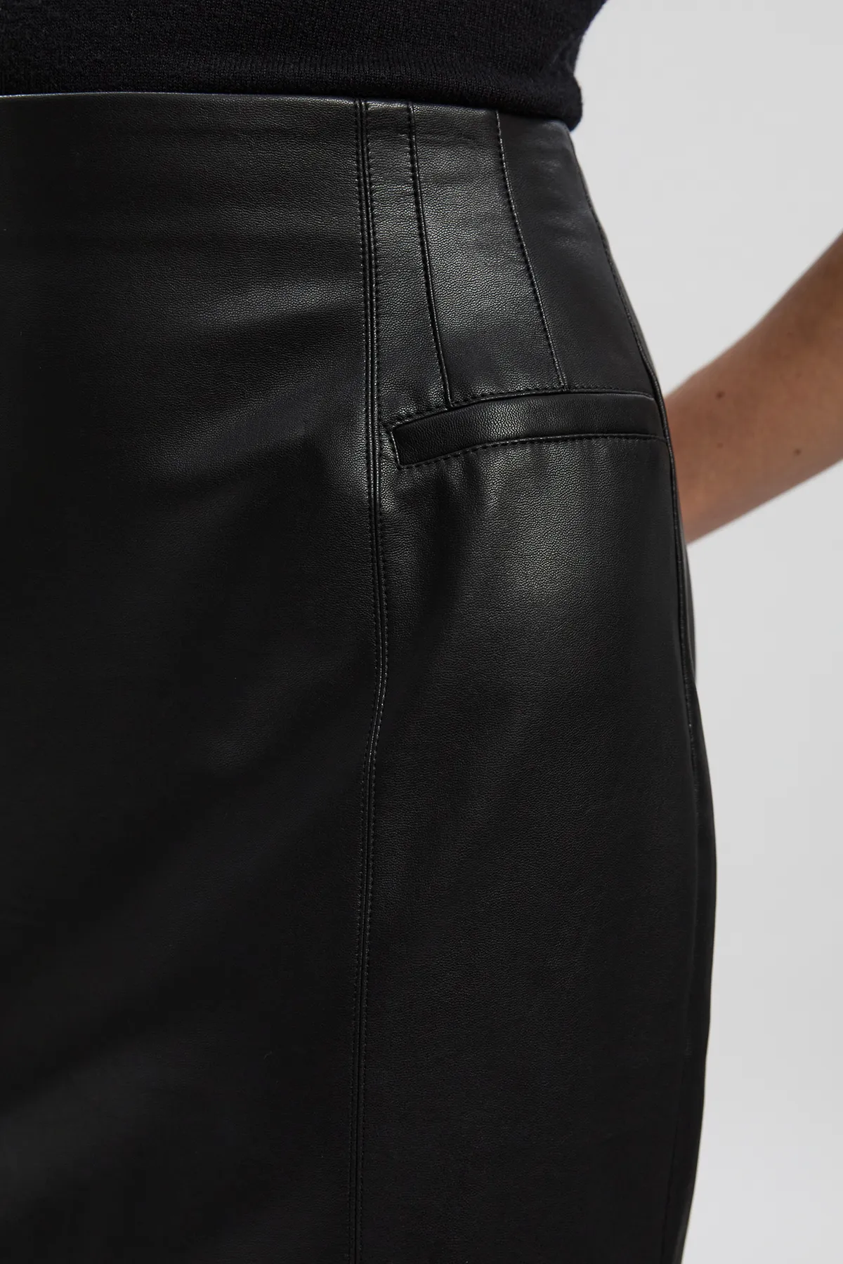 Faux Leather Seam Waist Detail Pencil Midi Skirt BKK27279 3 Faux Leather Seam Waist Detail Pencil Midi Skirt BKK27279