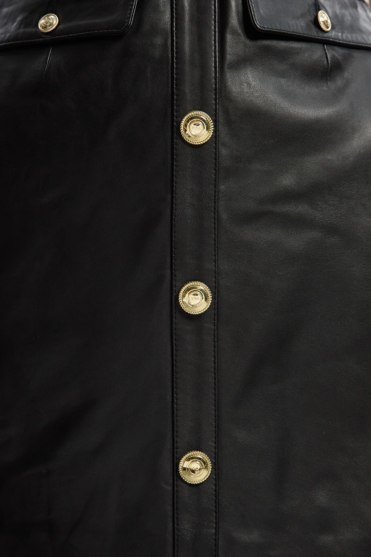 Leather Pocket Belted Mini Dress BKK27360 3 Leather Pocket Belted Mini Dress BKK27360