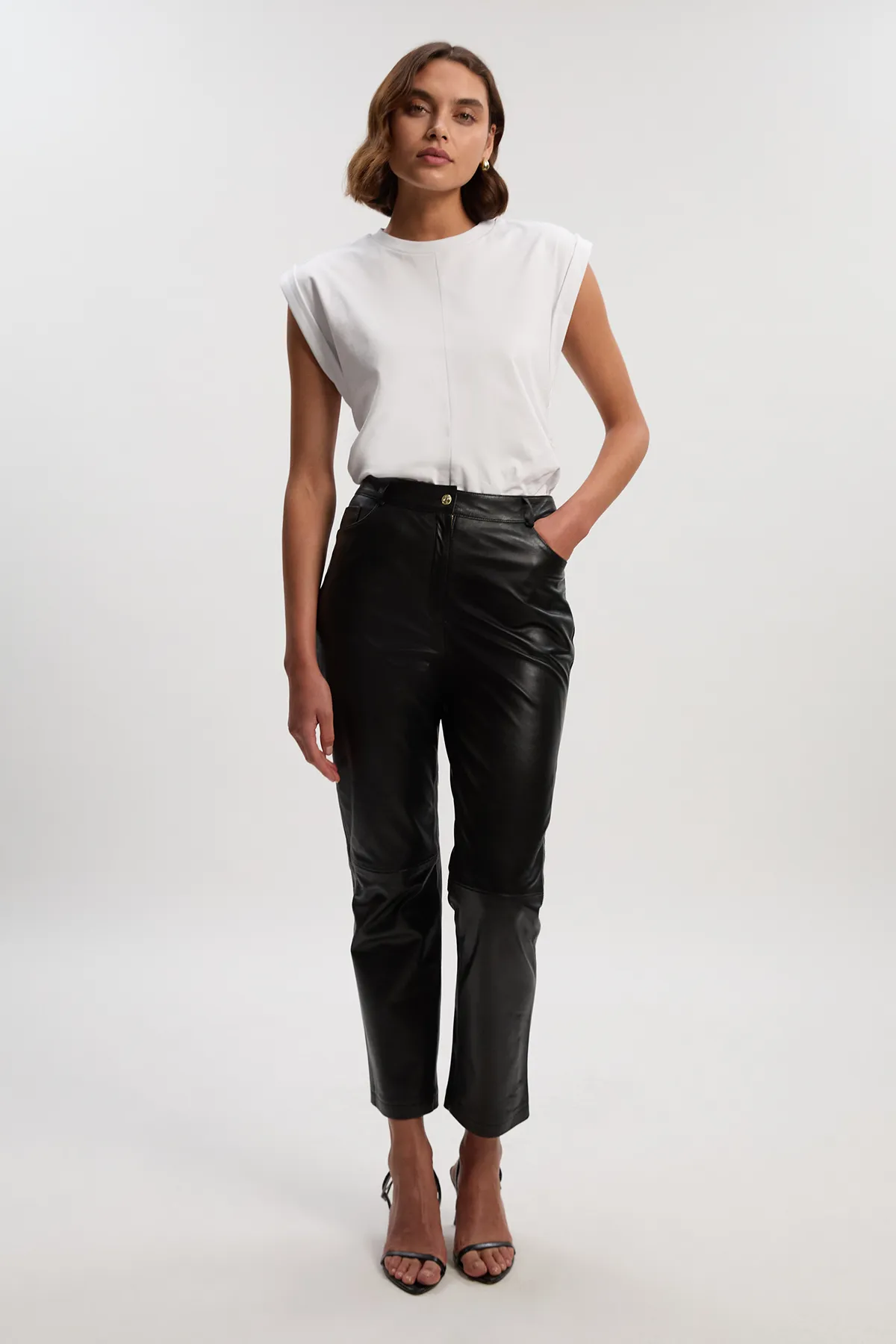 Leather Straight Leg Trouser BKK27361