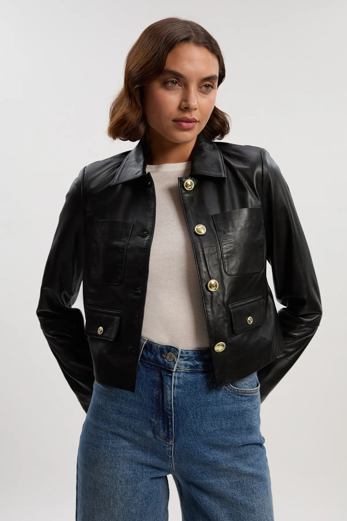 Leather Pocket Tailored Jacket BKK27362