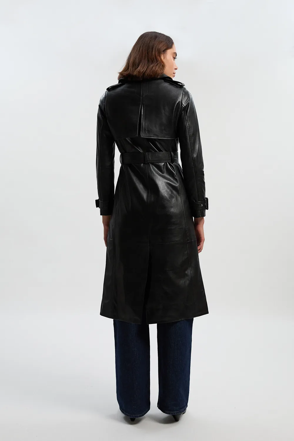 Leather Trench Belted Mac Midi Coat BKK27501 4 Leather Trench Belted Mac Midi Coat BKK27501