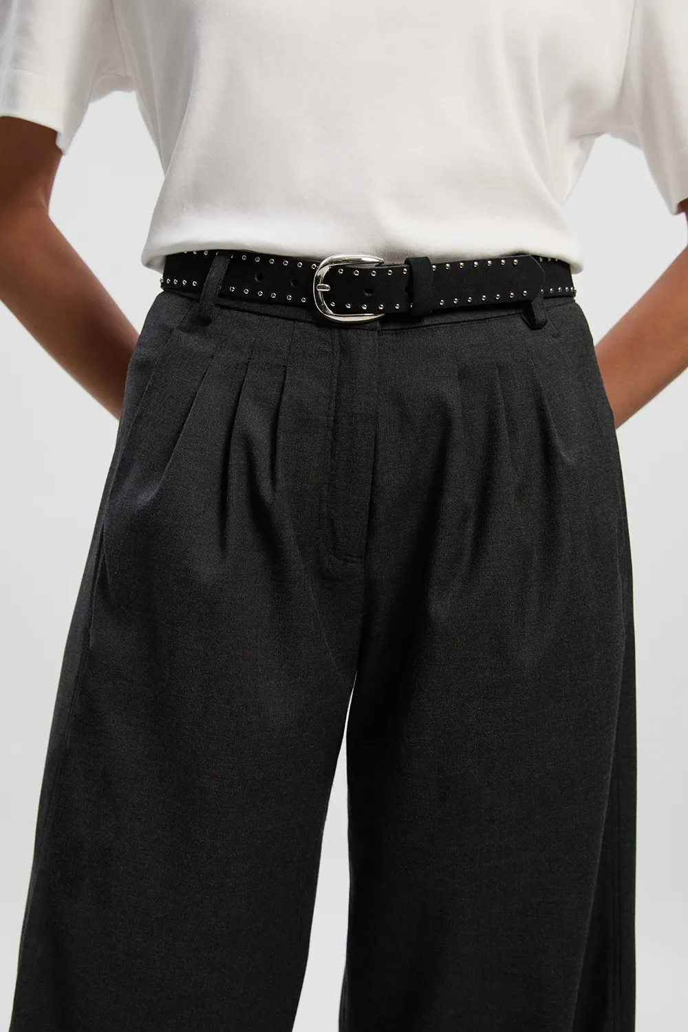 Double Stud Suede Belt BKK27504