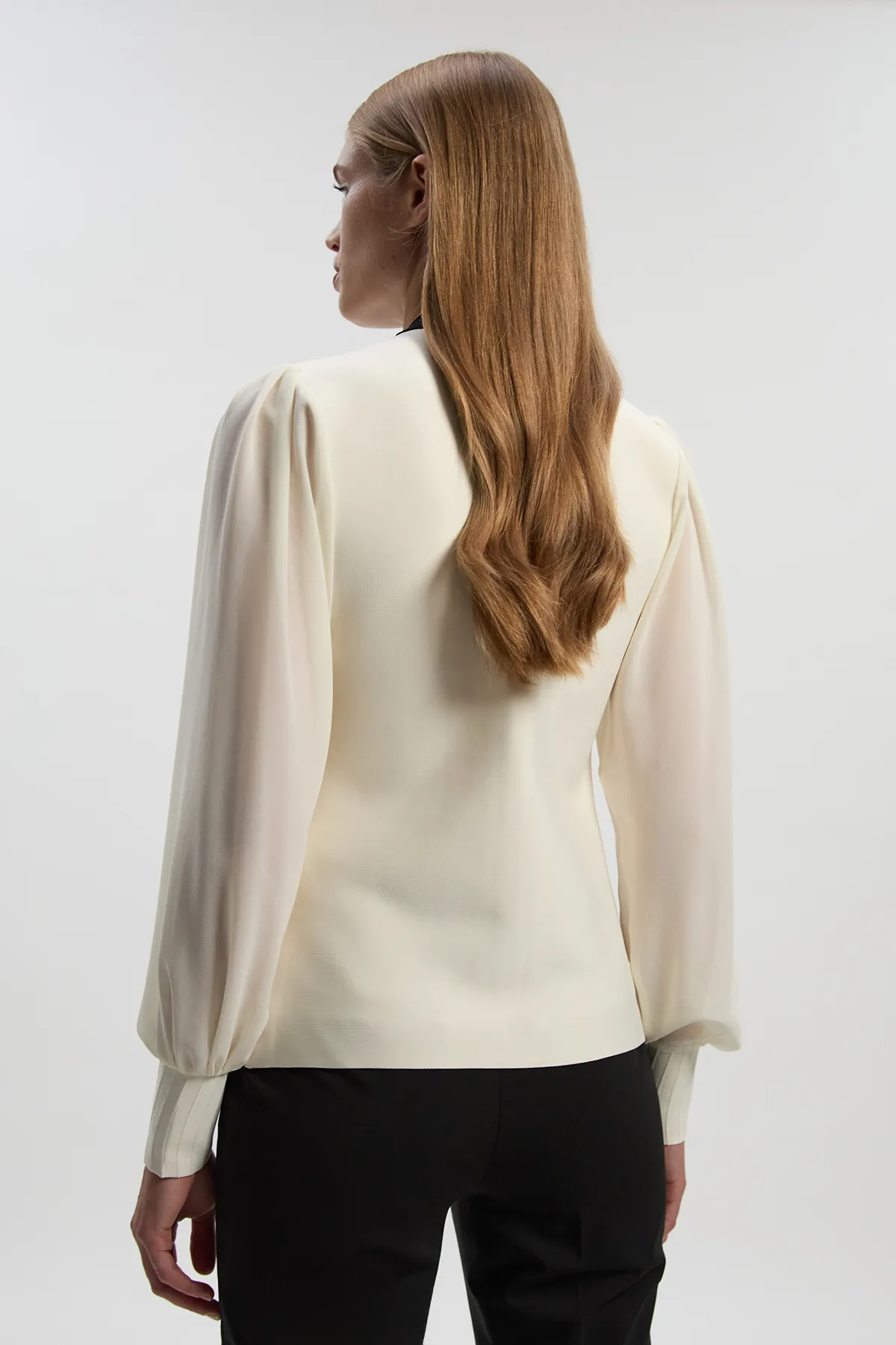 Chiffon Sleeve Zip Through Bandage Knit Top BKK27551 4 Chiffon Sleeve Zip Through Bandage Knit Top BKK27551