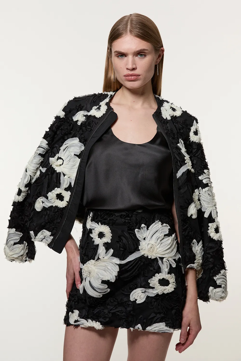 Crinkle Rosette Woven Mini Skirt BKK23075