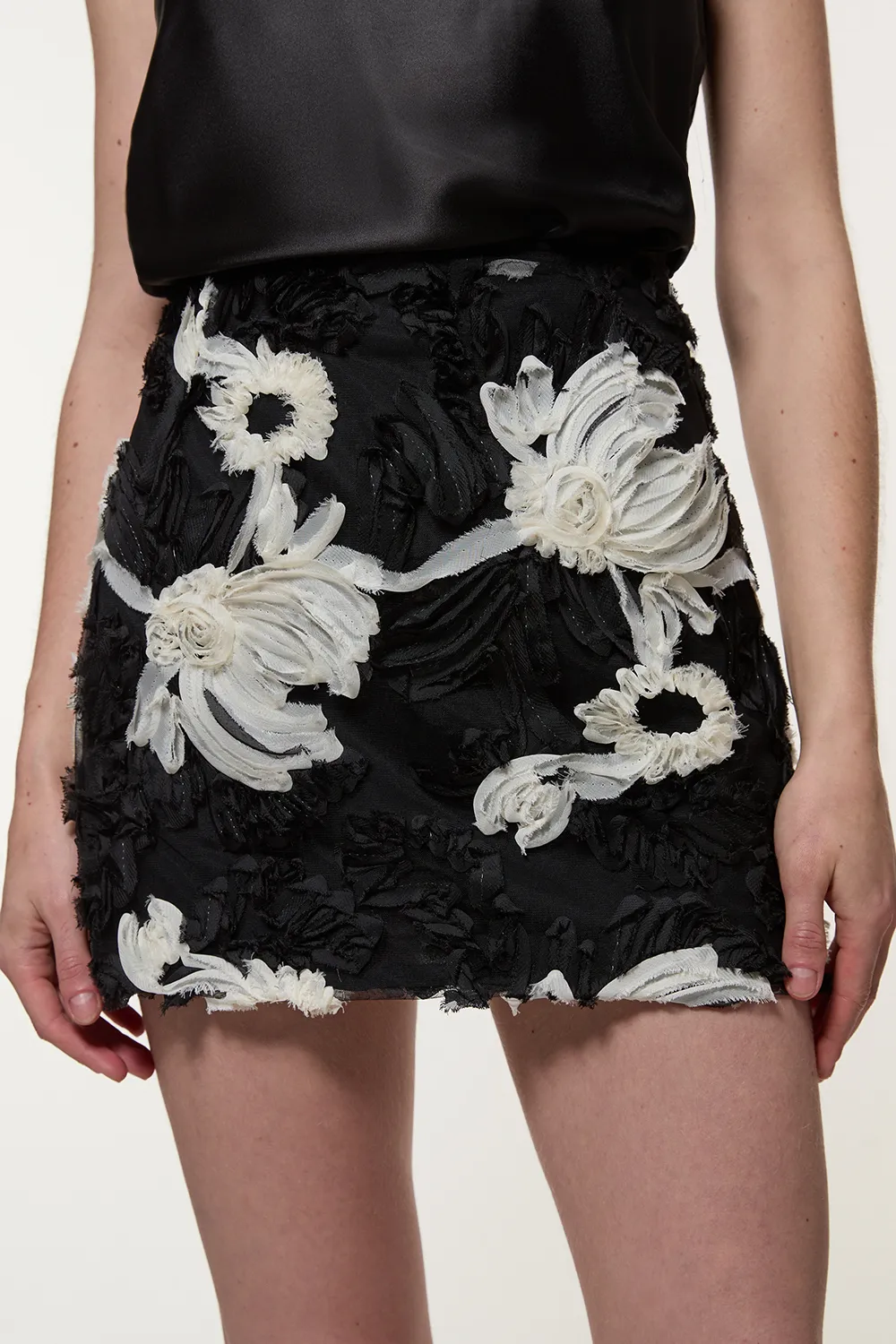 Crinkle Rosette Woven Mini Skirt BKK23075