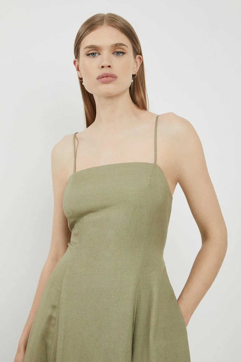 Lydia Millen Linen Woven Strappy Maxi Dress BKK18469