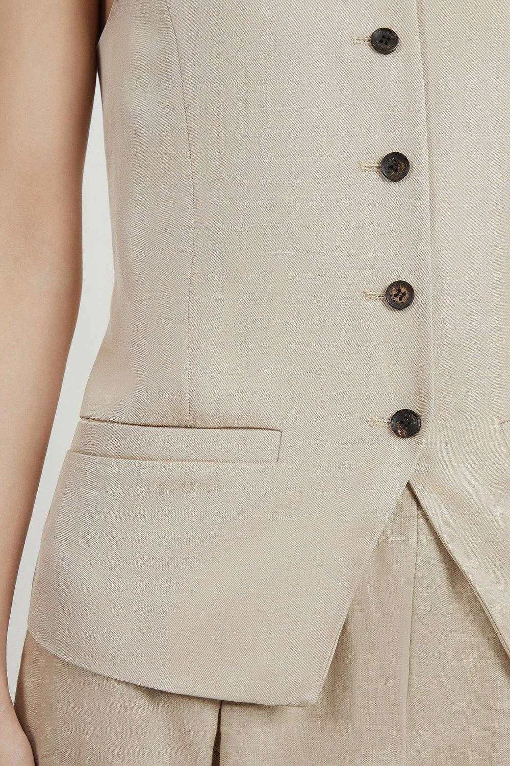 Premium Linen Button Through Tailored Top BKK18472 3 Premium Linen Button Through Tailored Top BKK18472