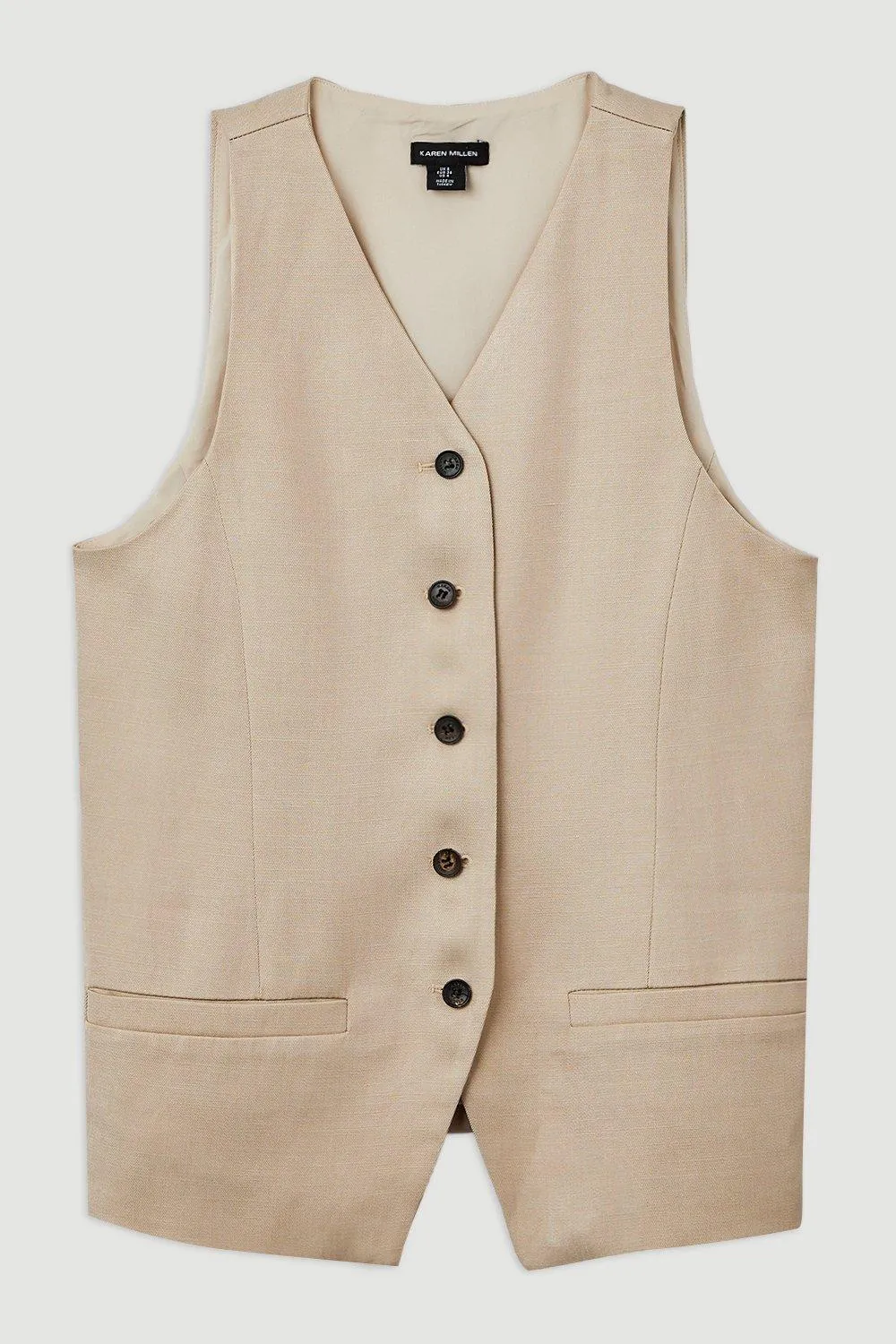 Premium Linen Button Through Tailored Top BKK18472 4 Premium Linen Button Through Tailored Top BKK18472