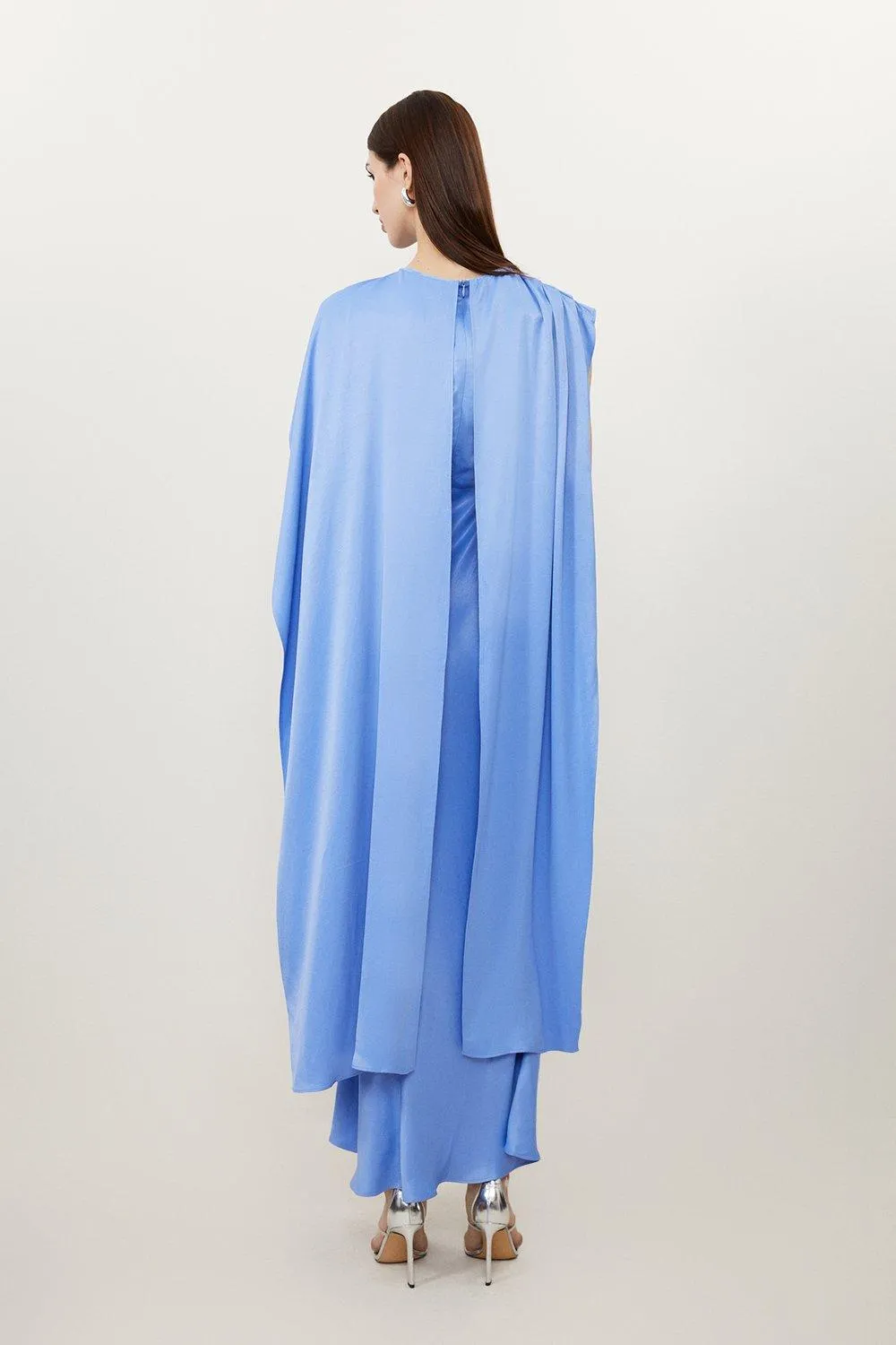 Tall Viscose Satin Draped Midi Dress BKK18536 5 Tall Viscose Satin Draped Midi Dress BKK18536