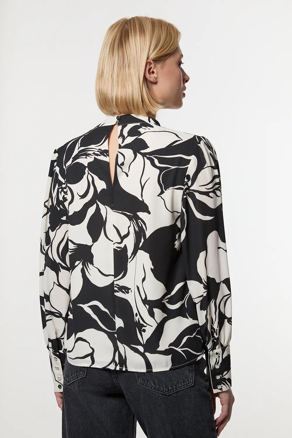 Printed Woven High Neck Blouse BKK23268 5 Printed Woven High Neck Blouse BKK23268