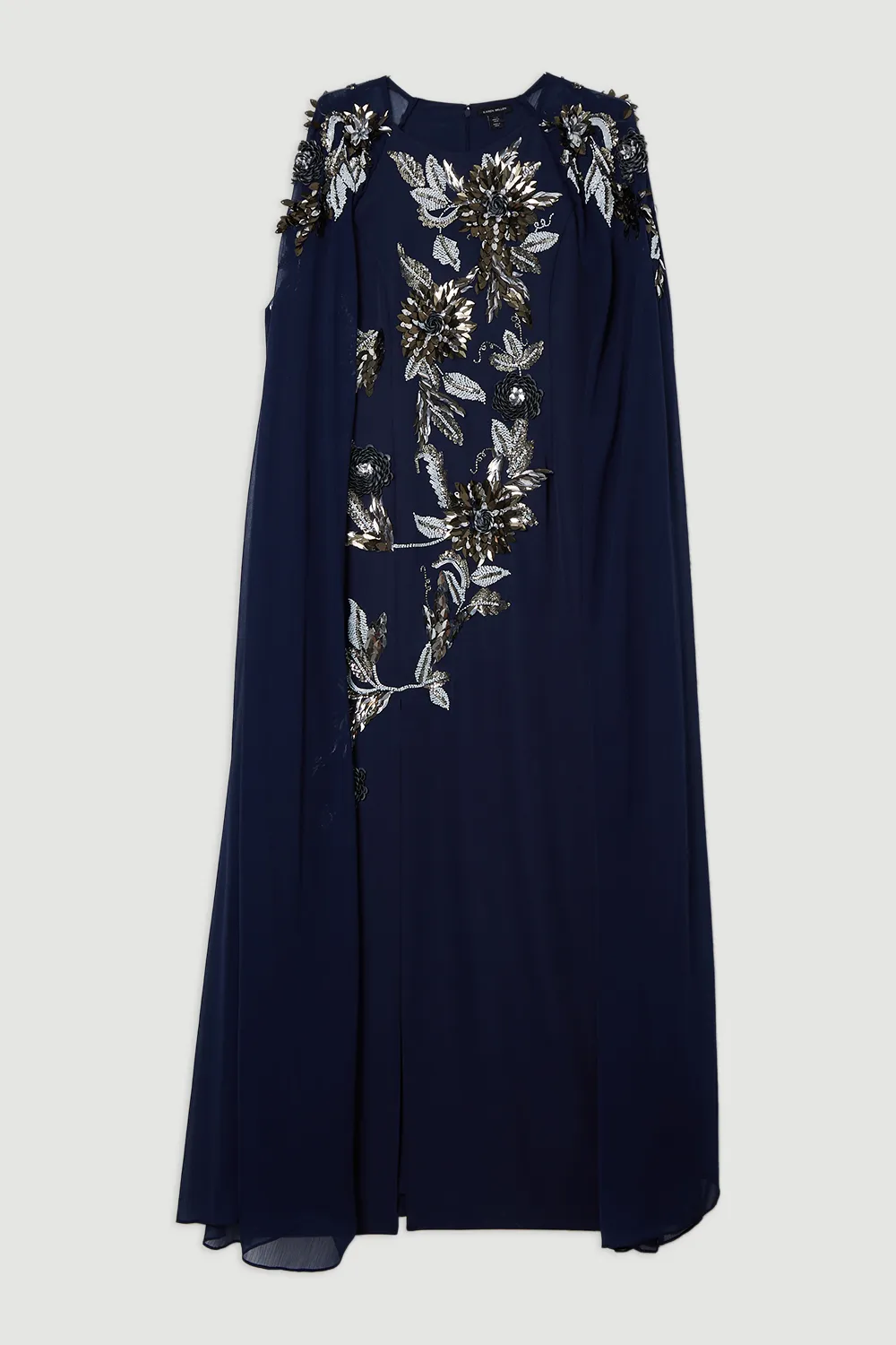 Plus Size Floral 3D Embellished Drama Cape Sleeve Woven Maxi Dress BKK23301 4 Plus Size Floral 3D Embellished Drama Cape Sleeve Woven Maxi Dress BKK23301
