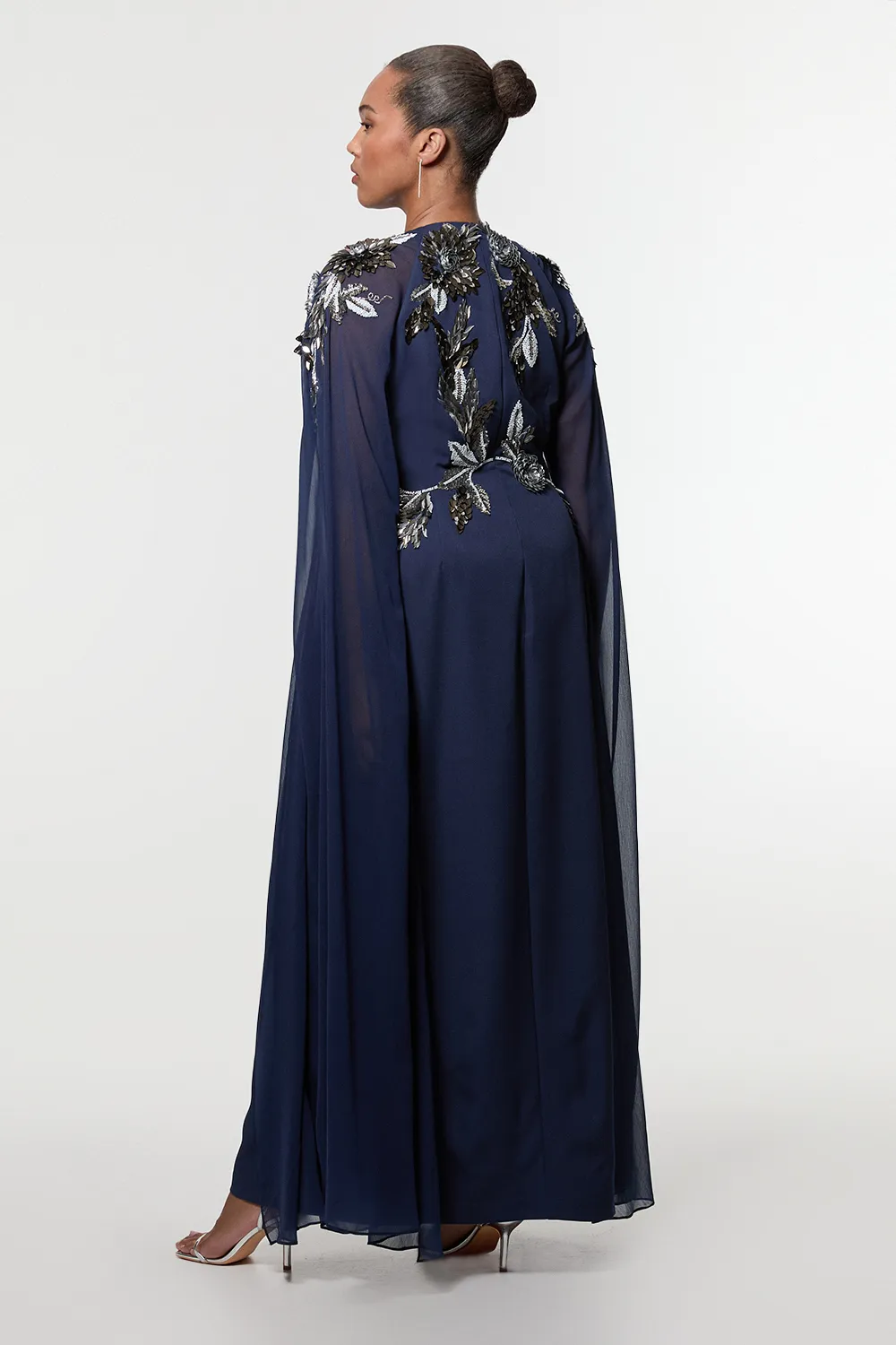 Plus Size Floral 3D Embellished Drama Cape Sleeve Woven Maxi Dress BKK23301 6 Plus Size Floral 3D Embellished Drama Cape Sleeve Woven Maxi Dress BKK23301