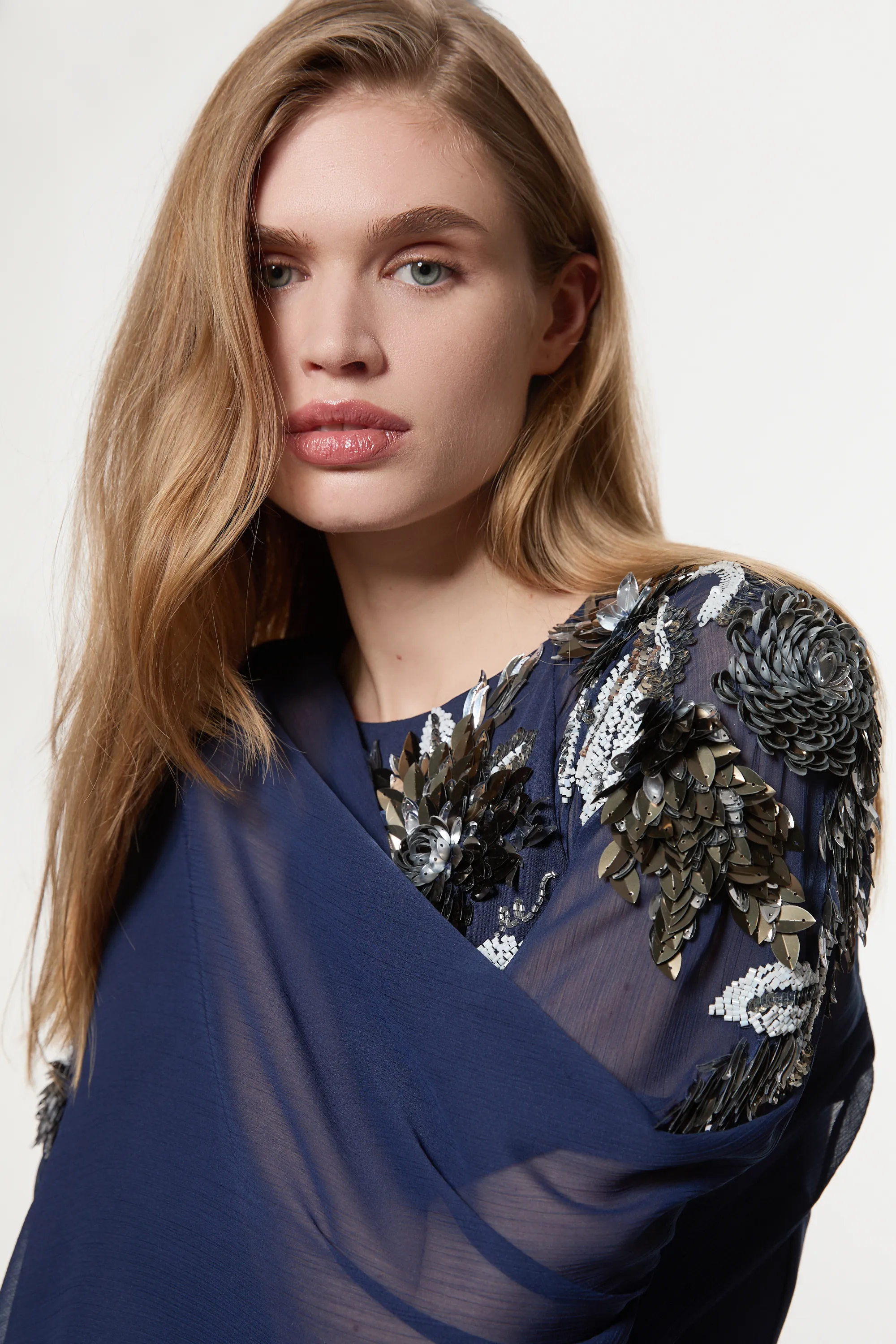 Floral 3D Embellished Drama Cape Sleeve Woven Maxi Dress BKK23304 3 Floral 3D Embellished Drama Cape Sleeve Woven Maxi Dress BKK23304