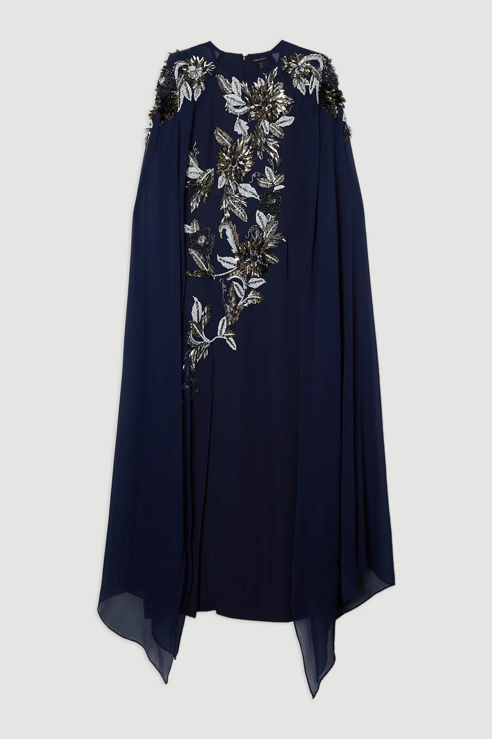 Floral 3D Embellished Drama Cape Sleeve Woven Maxi Dress BKK23304 4 Floral 3D Embellished Drama Cape Sleeve Woven Maxi Dress BKK23304
