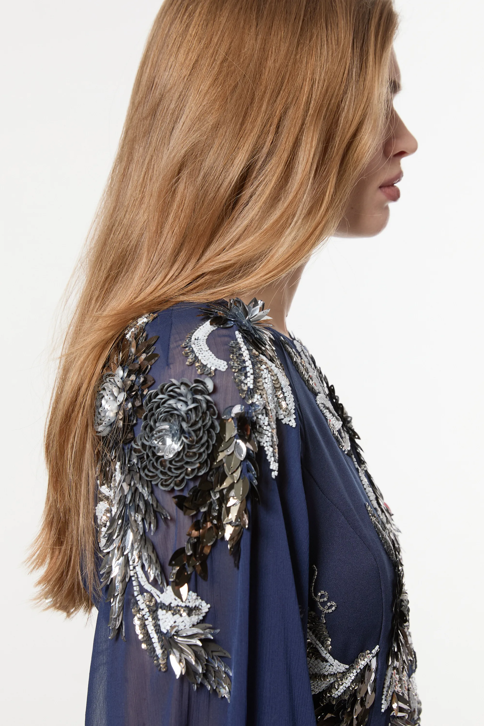 Floral 3D Embellished Drama Cape Sleeve Woven Maxi Dress BKK23304 5 Floral 3D Embellished Drama Cape Sleeve Woven Maxi Dress BKK23304