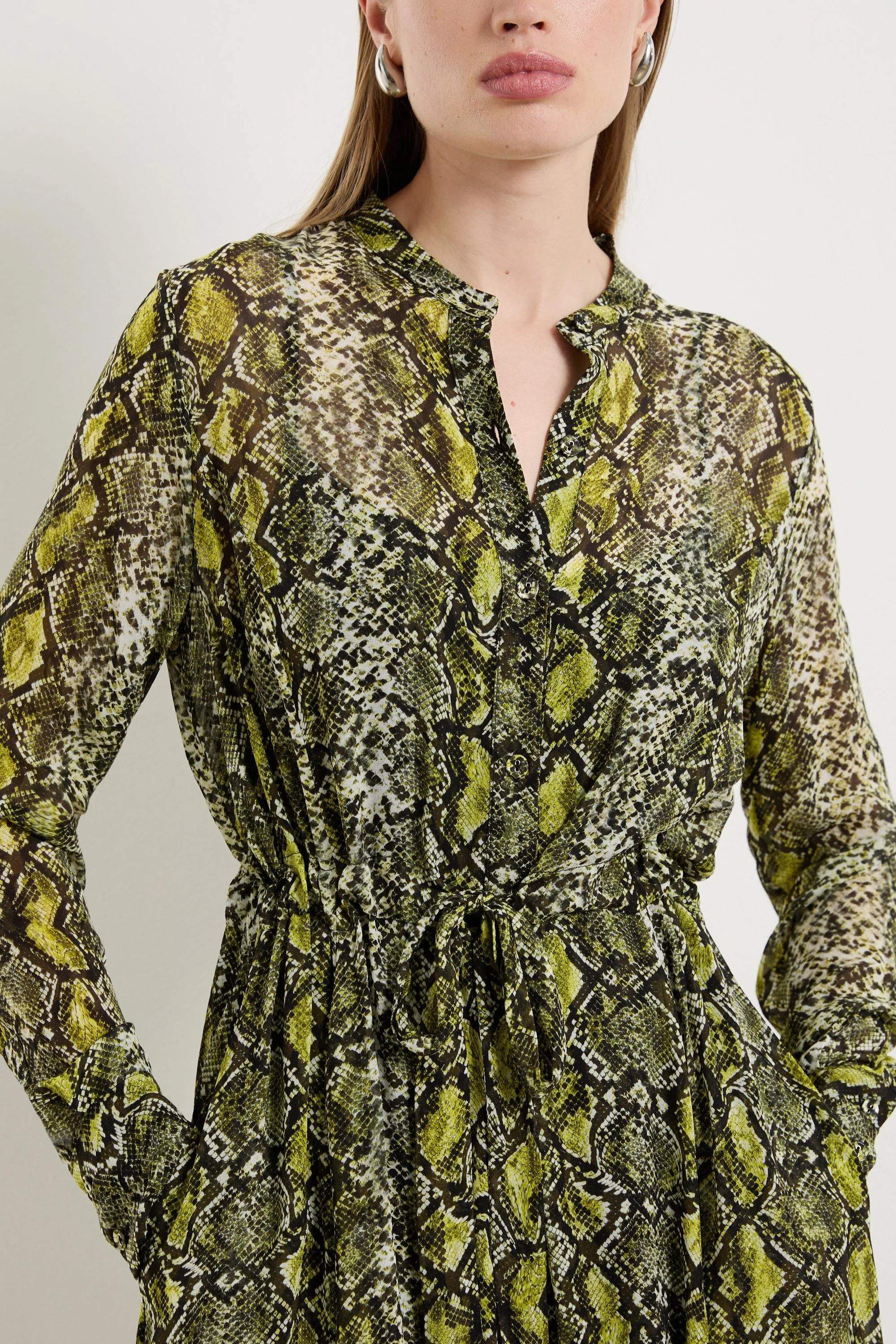 Petite Snake Print Viscose Georgette Woven Midi Dress BKK18723