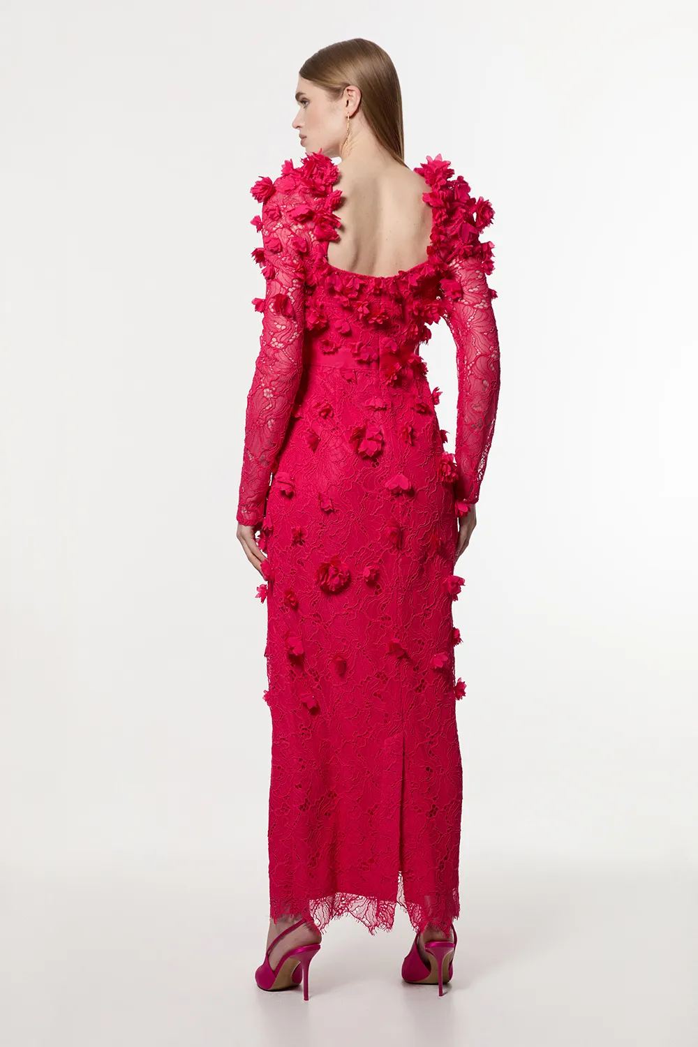 Applique Lace Long Sleeve Woven Midi Dress BKK23319 5 Applique Lace Long Sleeve Woven Midi Dress BKK23319