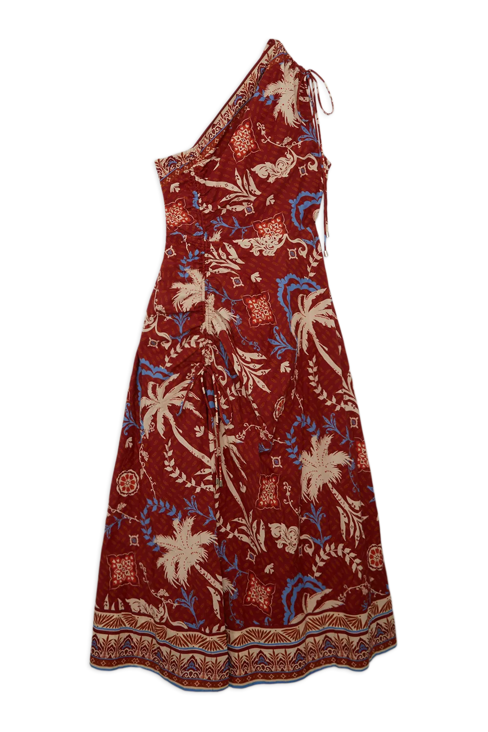 Printed Cotton Voile One Shoulder Midi Beach Dress BKK18709