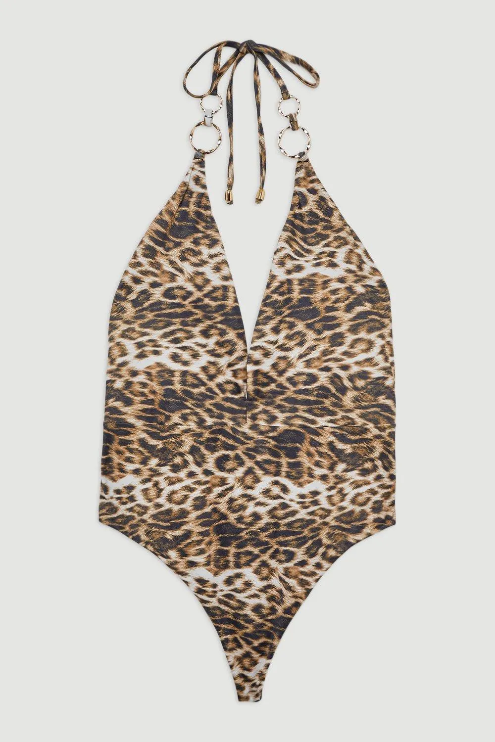 Ring Detail Plunge Leopard Print Swimsuit BKK18795