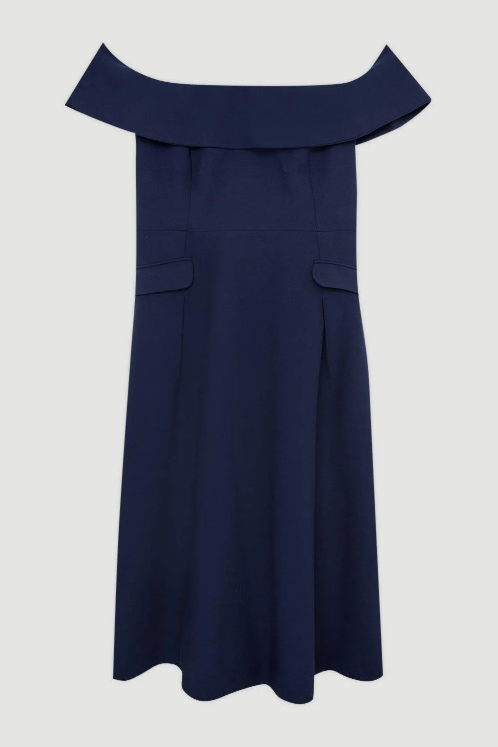 Lydia Millen Plus Size Compact Stretch Off The Shoulder Full Skirt Tailored Midi Dress BKK18833 4 Lydia Millen Plus Size Compact Stretch Off The Shoulder Full Skirt Tailored Midi Dress BKK18833