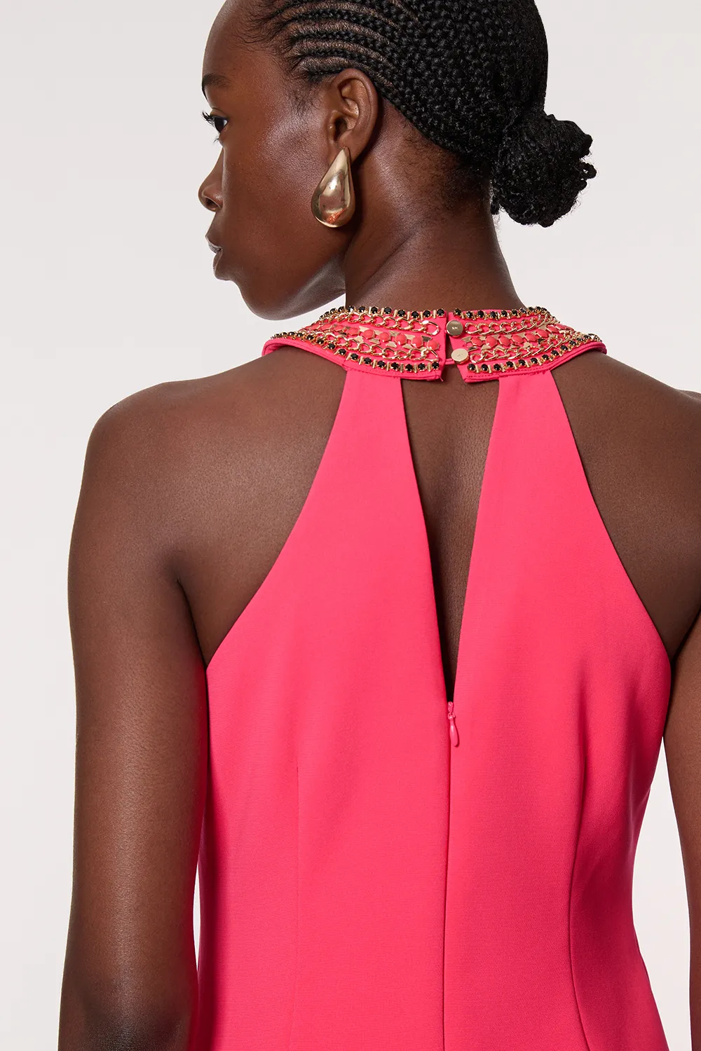 Enamel Chain Detail Halter Maxi Dress BKK23447 3 Enamel Chain Detail Halter Maxi Dress BKK23447