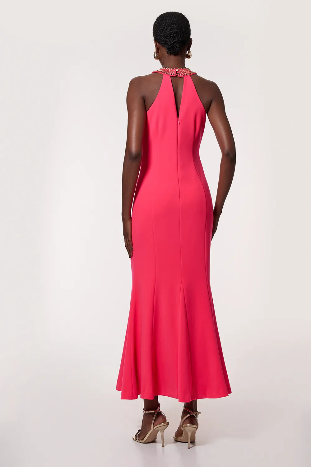 Enamel Chain Detail Halter Maxi Dress BKK23447 5 Enamel Chain Detail Halter Maxi Dress BKK23447