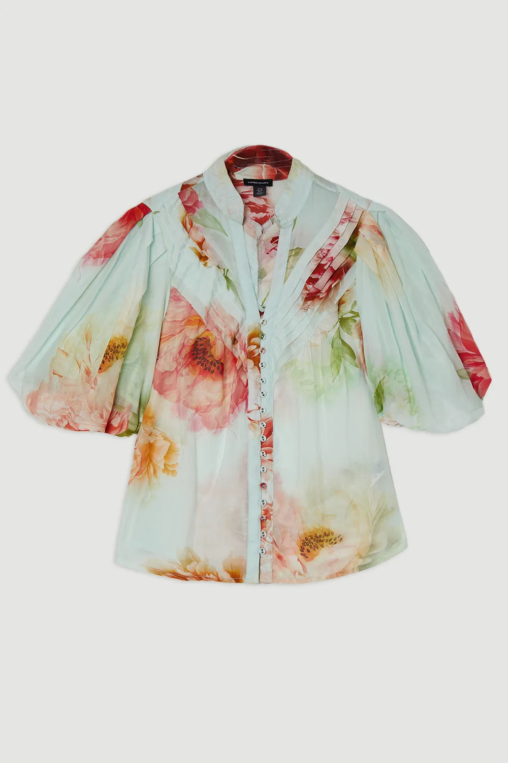 Silk Cotton Short Sleeve Pintuck Woven Blouse BKK23499 4 Silk Cotton Short Sleeve Pintuck Woven Blouse BKK23499