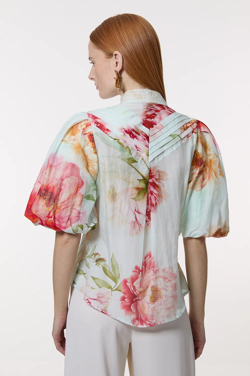 Silk Cotton Short Sleeve Pintuck Woven Blouse BKK23499 5 Silk Cotton Short Sleeve Pintuck Woven Blouse BKK23499