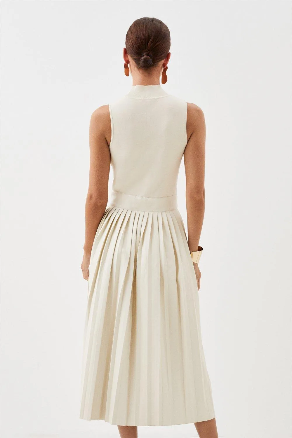 Petite Knitted Midi Dress With Pu Detailing BKK10834