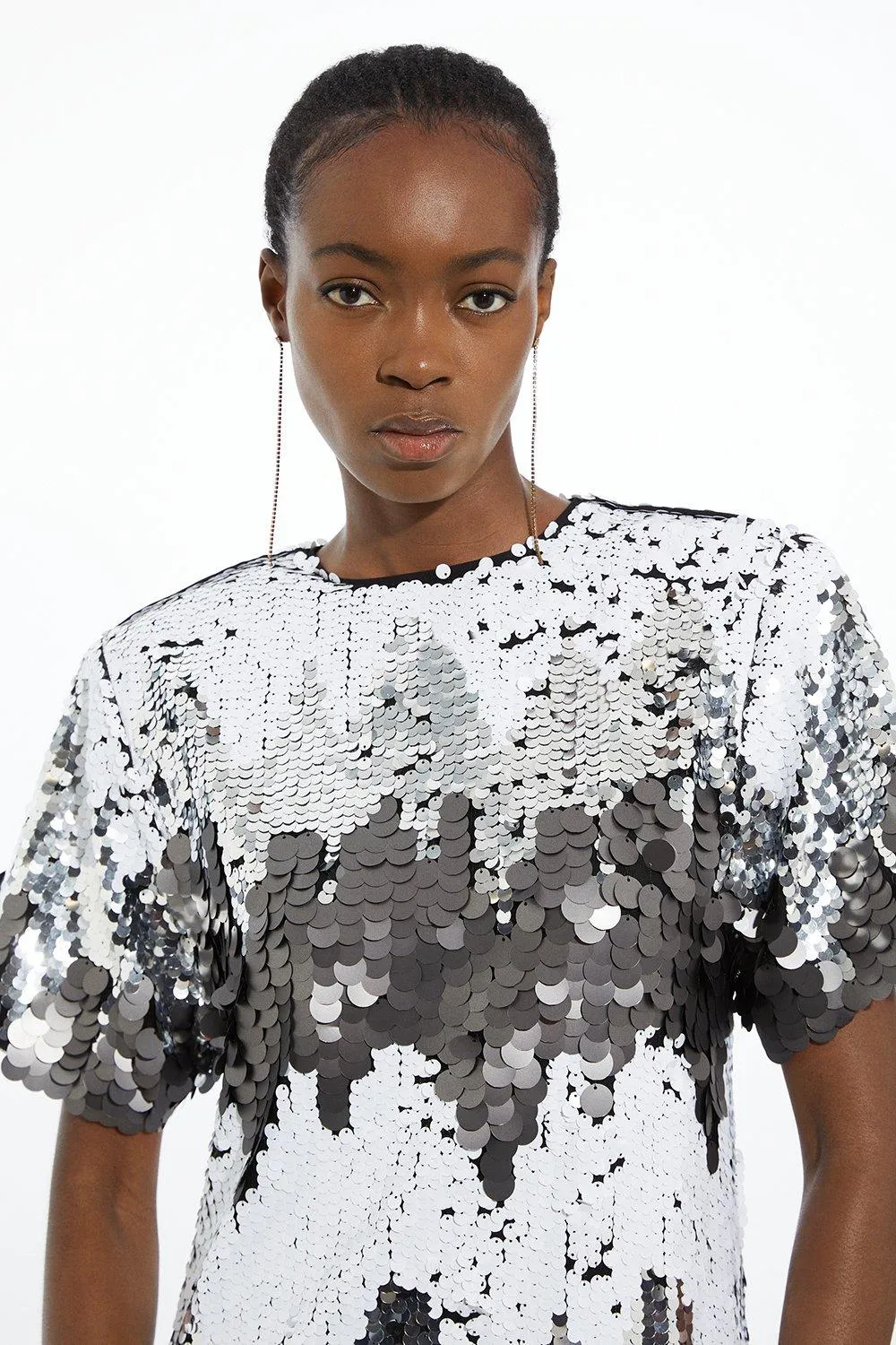 Mono Disc Sequin Woven Mini Dress BKK19031