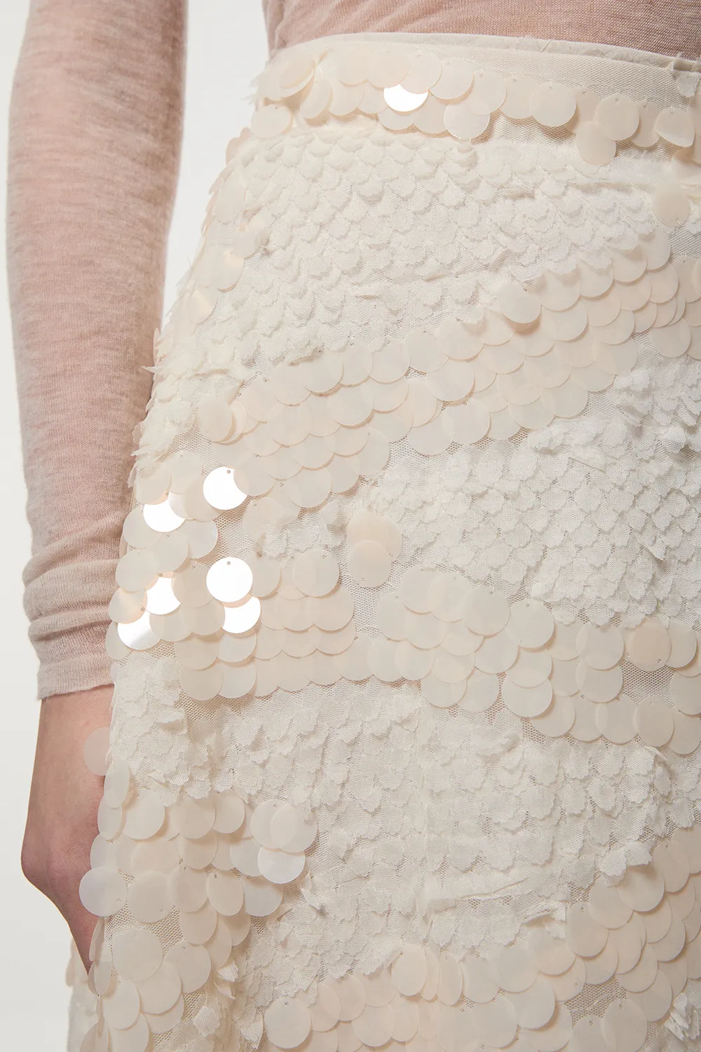 Textured Sequin Woven Midi Skirt BKK23541 3 Textured Sequin Woven Midi Skirt BKK23541