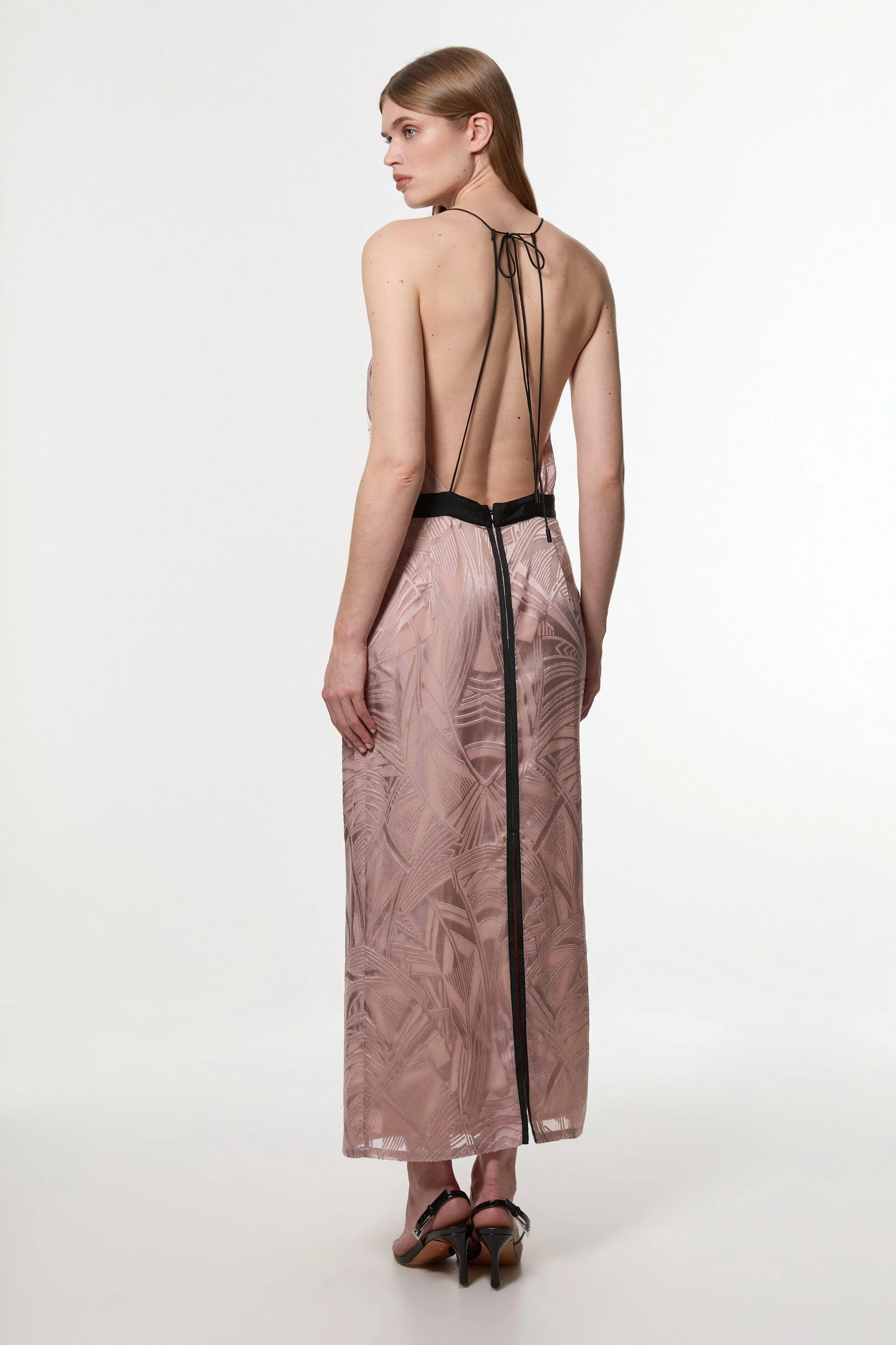 Amelia Graham Burnout Lace Up Detail Woven Column Dress BKK23552 8 Amelia Graham Burnout Lace Up Detail Woven Column Dress BKK23552