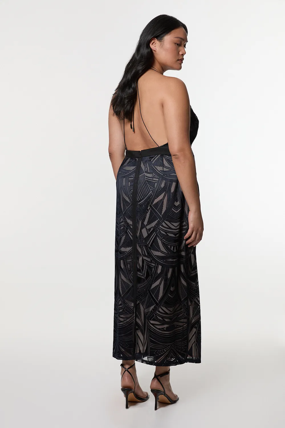 Amelia Graham Plus Size Burnout Lace Up Detail Woven Column Dress BKK23553 5 Amelia Graham Plus Size Burnout Lace Up Detail Woven Column Dress BKK23553