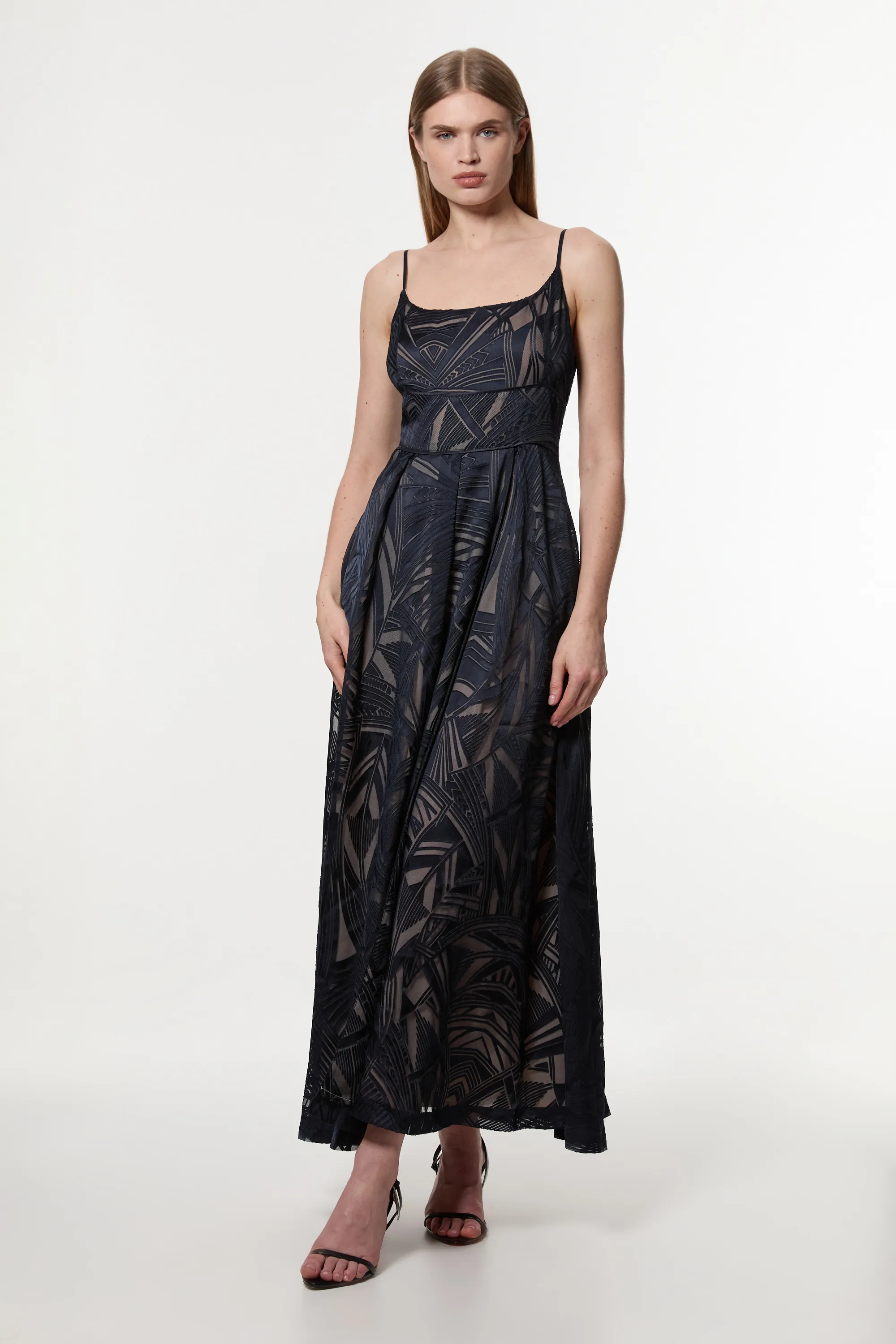 Amelia Graham Burnout Split Woven Prom Strappy Maxi Dress BKK23557 3 Amelia Graham Burnout Split Woven Prom Strappy Maxi Dress BKK23557