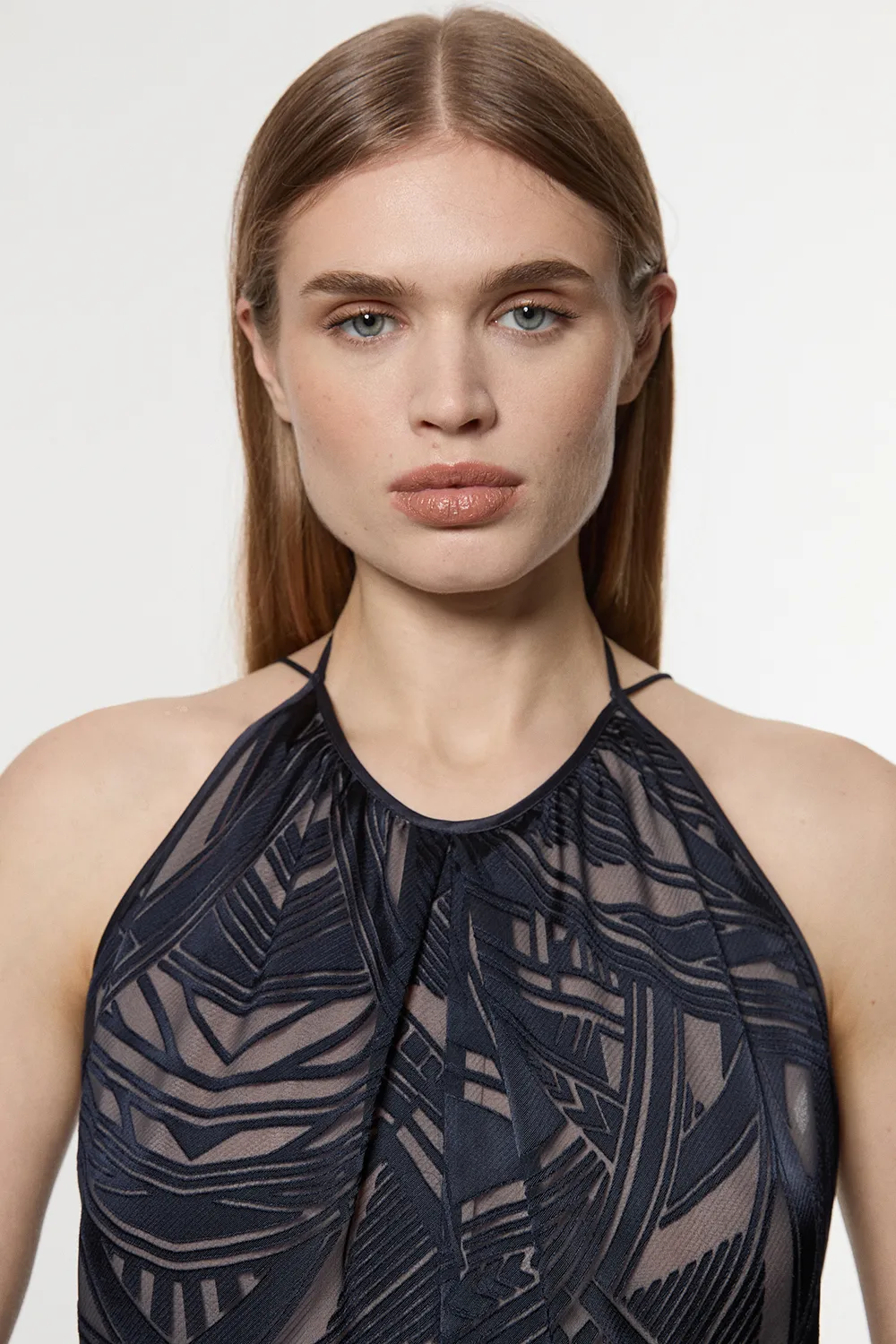 Amelia Graham Burnout Halter Neck Asymmetric Tunic BKK23560