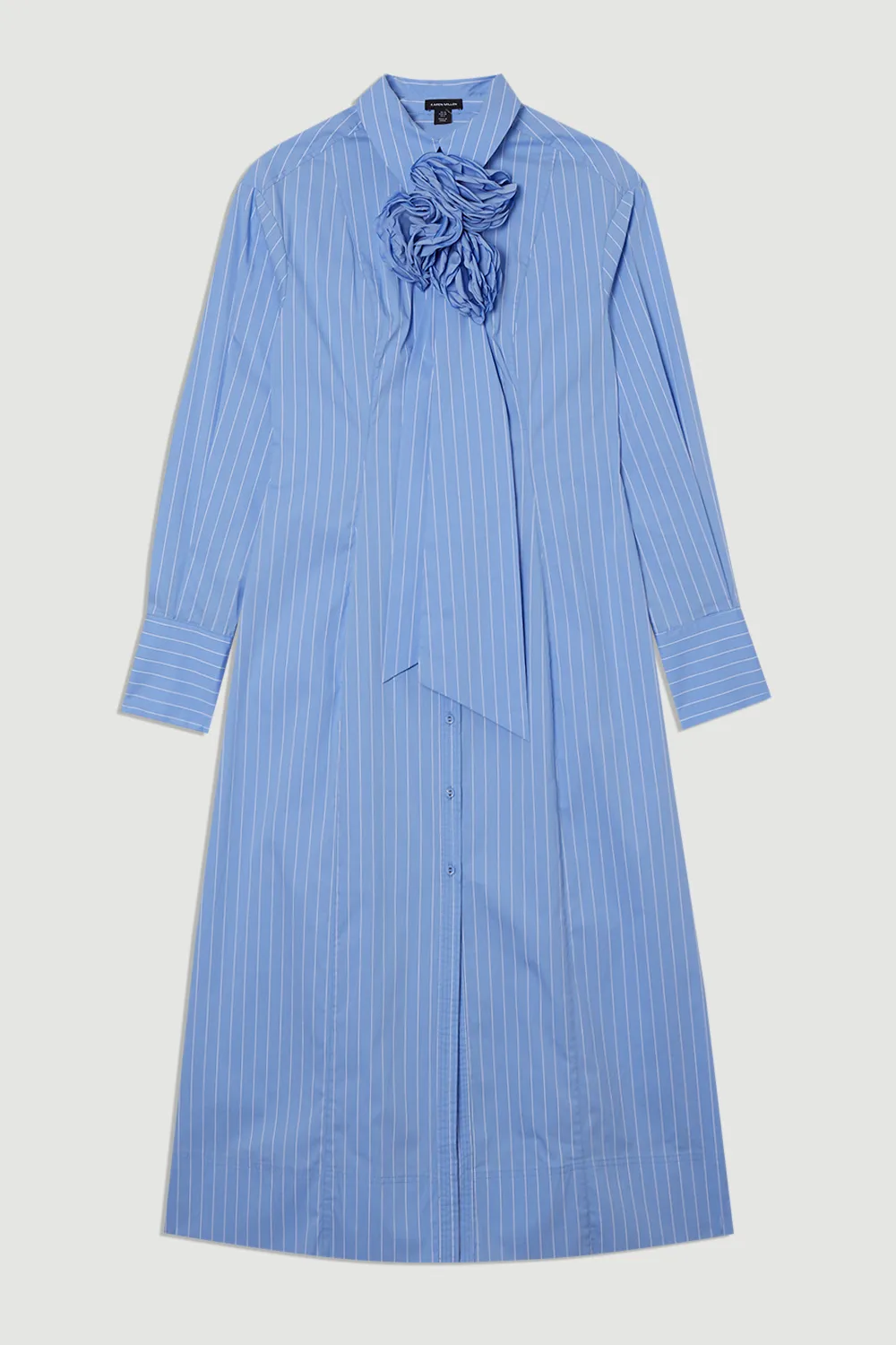 Plus Size Stripe Cotton Rosette Woven Shirt Maxi Dress BKK23565 4 Plus Size Stripe Cotton Rosette Woven Shirt Maxi Dress BKK23565