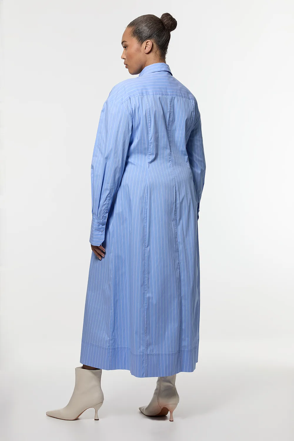 Plus Size Stripe Cotton Rosette Woven Shirt Maxi Dress BKK23565 5 Plus Size Stripe Cotton Rosette Woven Shirt Maxi Dress BKK23565