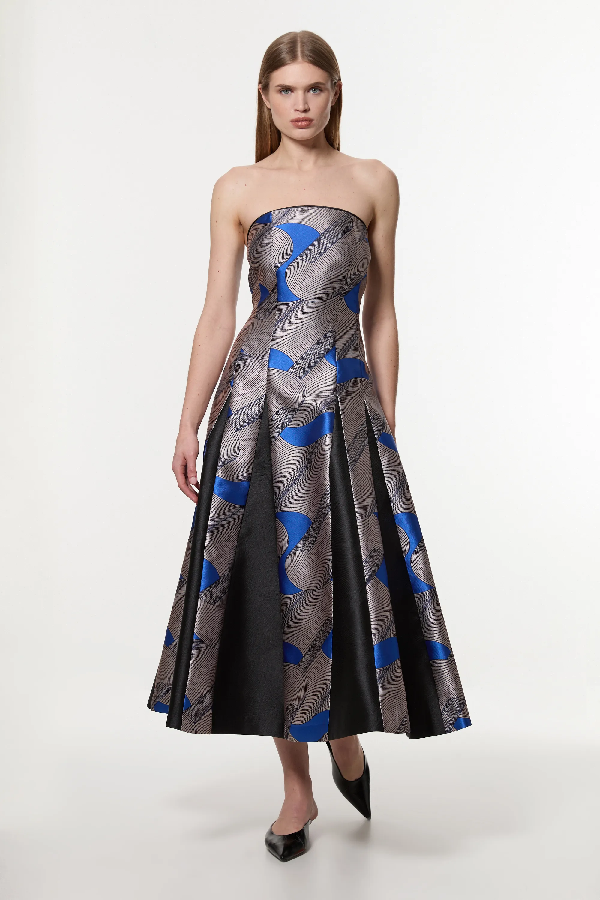 Amelia Graham Petite Printed Tailored Bandeau Prom Dress BKK23571