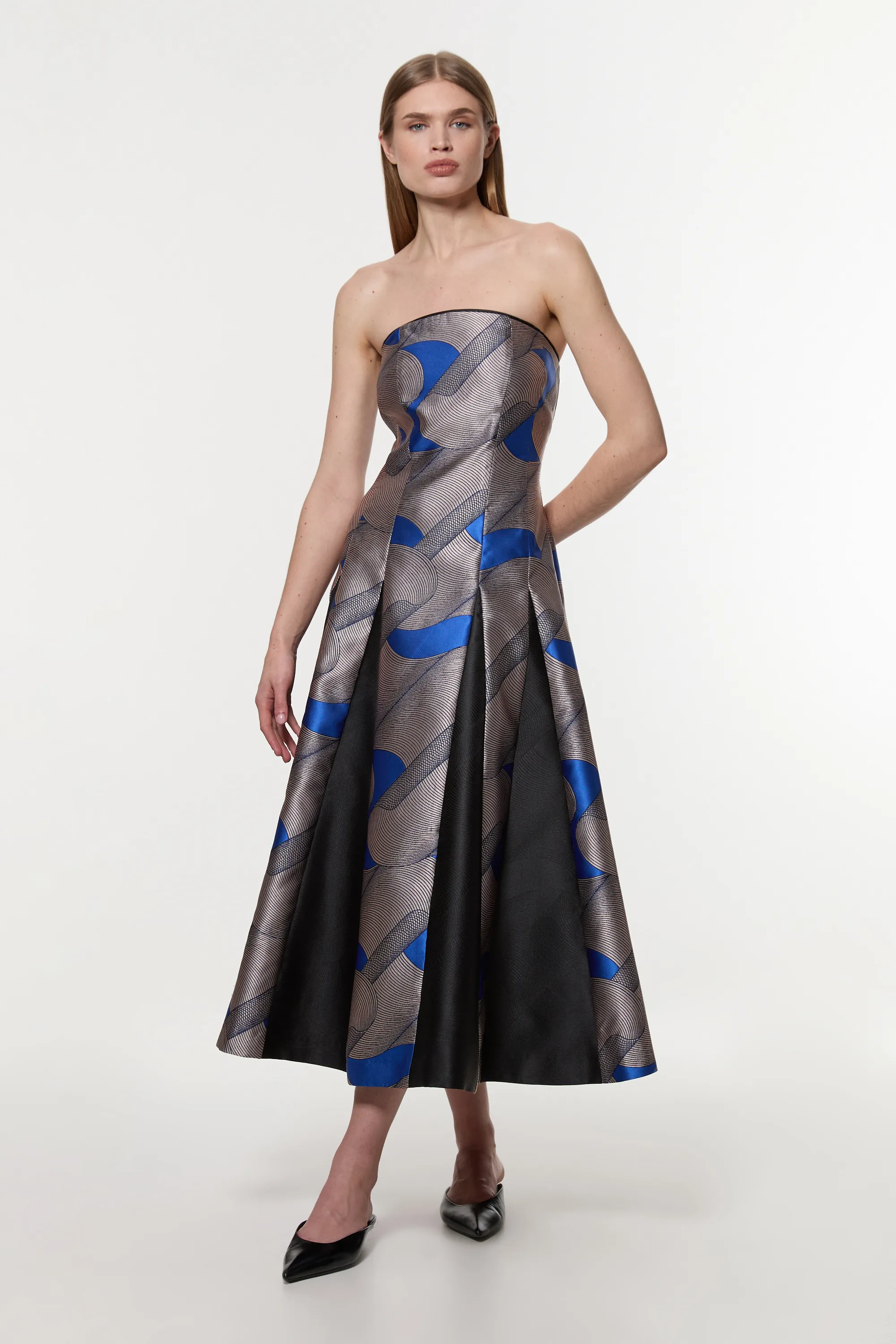 Amelia Graham Printed Tailored Bandeau Prom Dress BKK23573