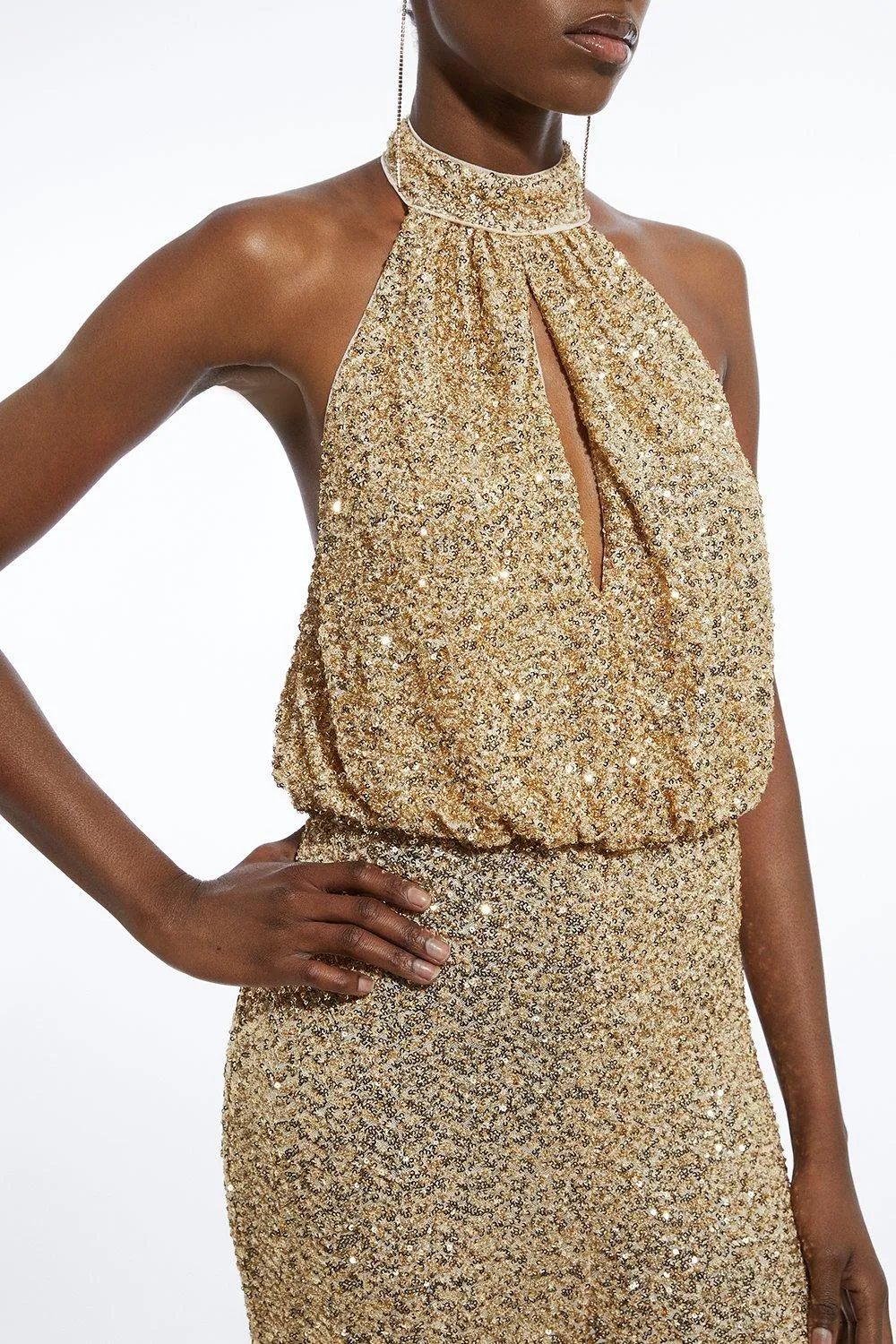 Tall Halter Jersey Stretch Sequin Wide Leg Jumpsuit BKK19199 3 Tall Halter Jersey Stretch Sequin Wide Leg Jumpsuit BKK19199