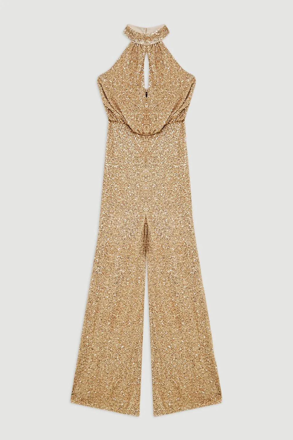 Tall Halter Jersey Stretch Sequin Wide Leg Jumpsuit BKK19199 4 Tall Halter Jersey Stretch Sequin Wide Leg Jumpsuit BKK19199