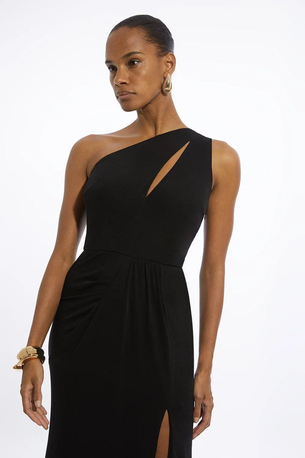 Premium Viscose Jersey Bandeau Split Maxi Dress BKK19201