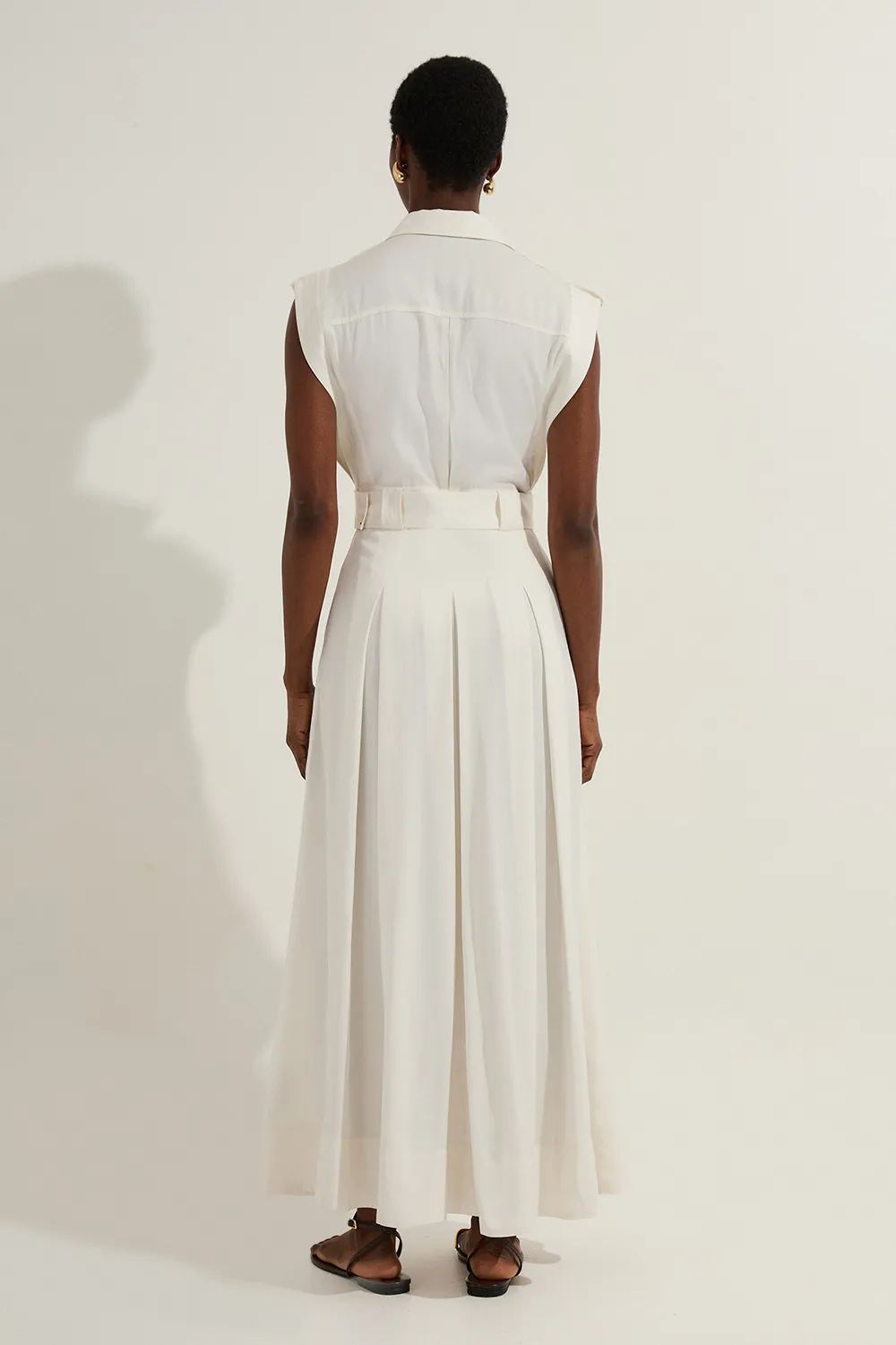 Petite Premium Viscose Linen Woven Sleeveless Shirt Dress With Belt BKK23609 5 Petite Premium Viscose Linen Woven Sleeveless Shirt Dress With Belt BKK23609