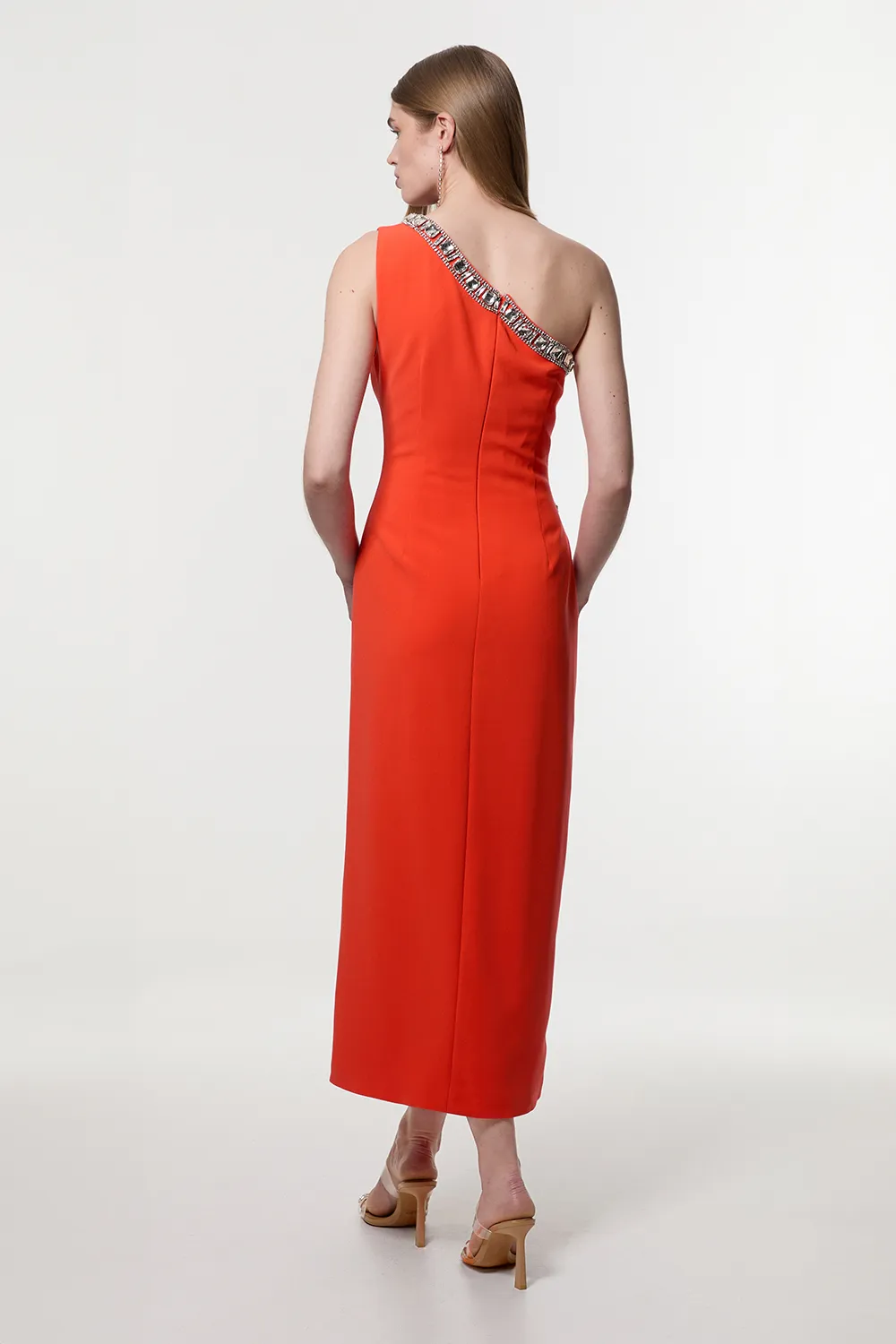 Crystal Embellished One Shoulder Woven Maxi Dress BKK23663 5 Crystal Embellished One Shoulder Woven Maxi Dress BKK23663